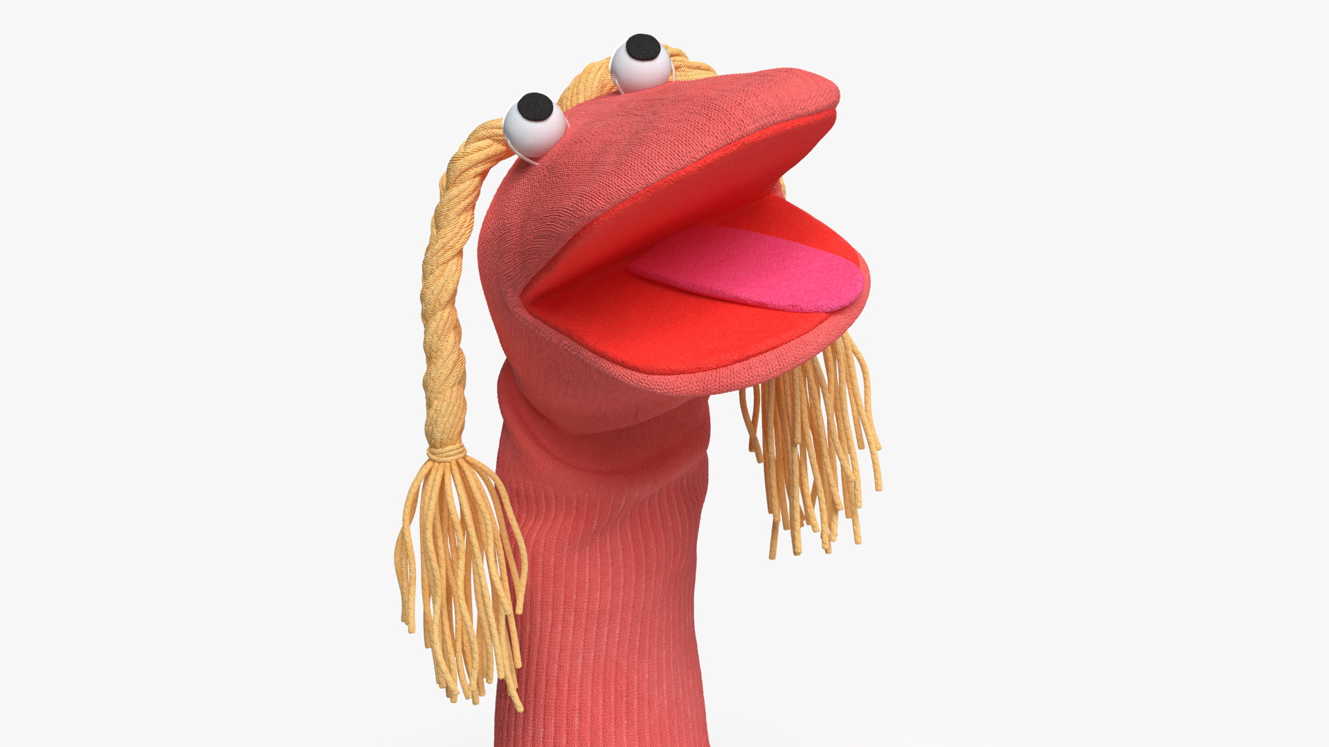 3D Sock Puppet Girl Pink Rigged model