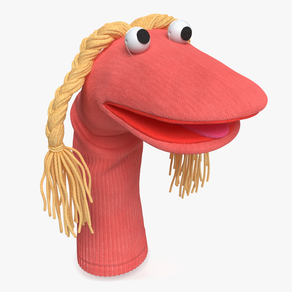 3D Sock Puppet Girl Pink Rigged model
