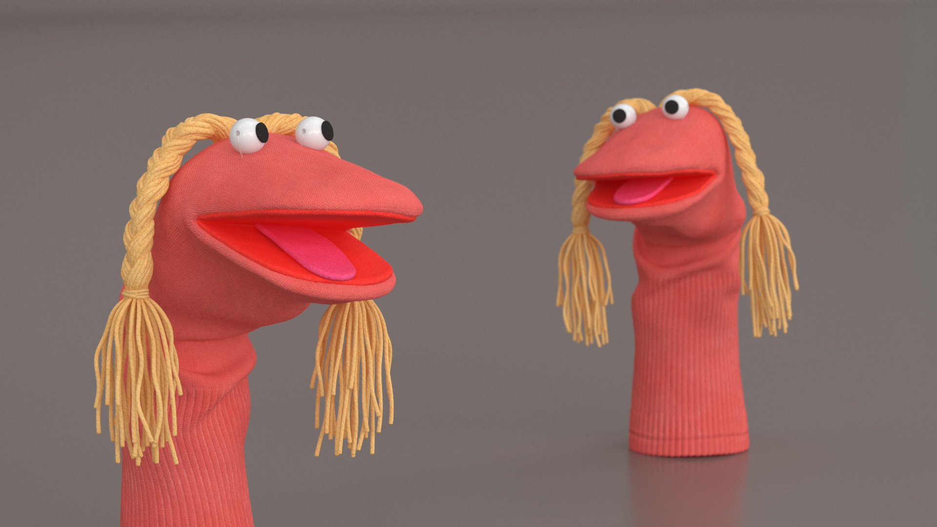 3D Sock Puppet Girl Pink Rigged model