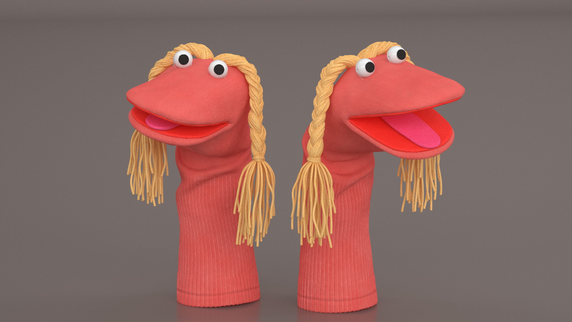 3D Sock Puppet Girl Pink Rigged model