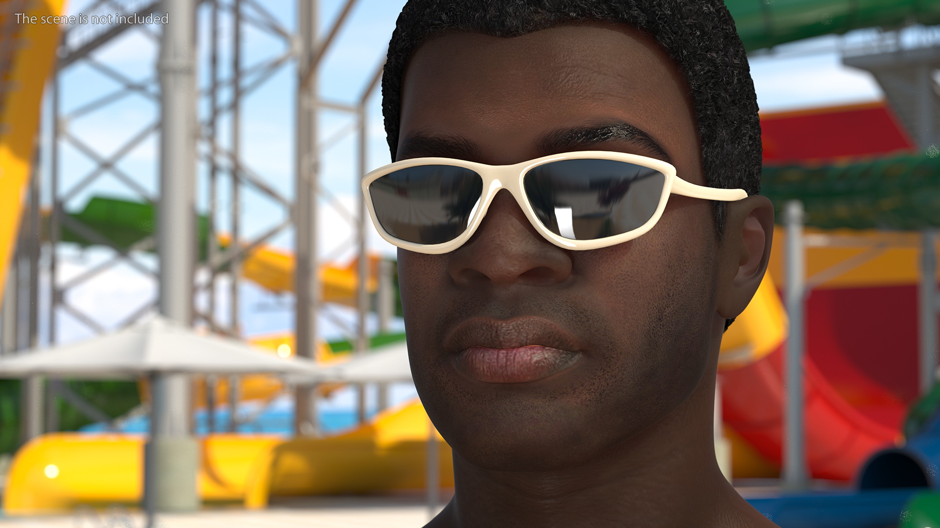 3D Afro American Man in Swimwear T Pose