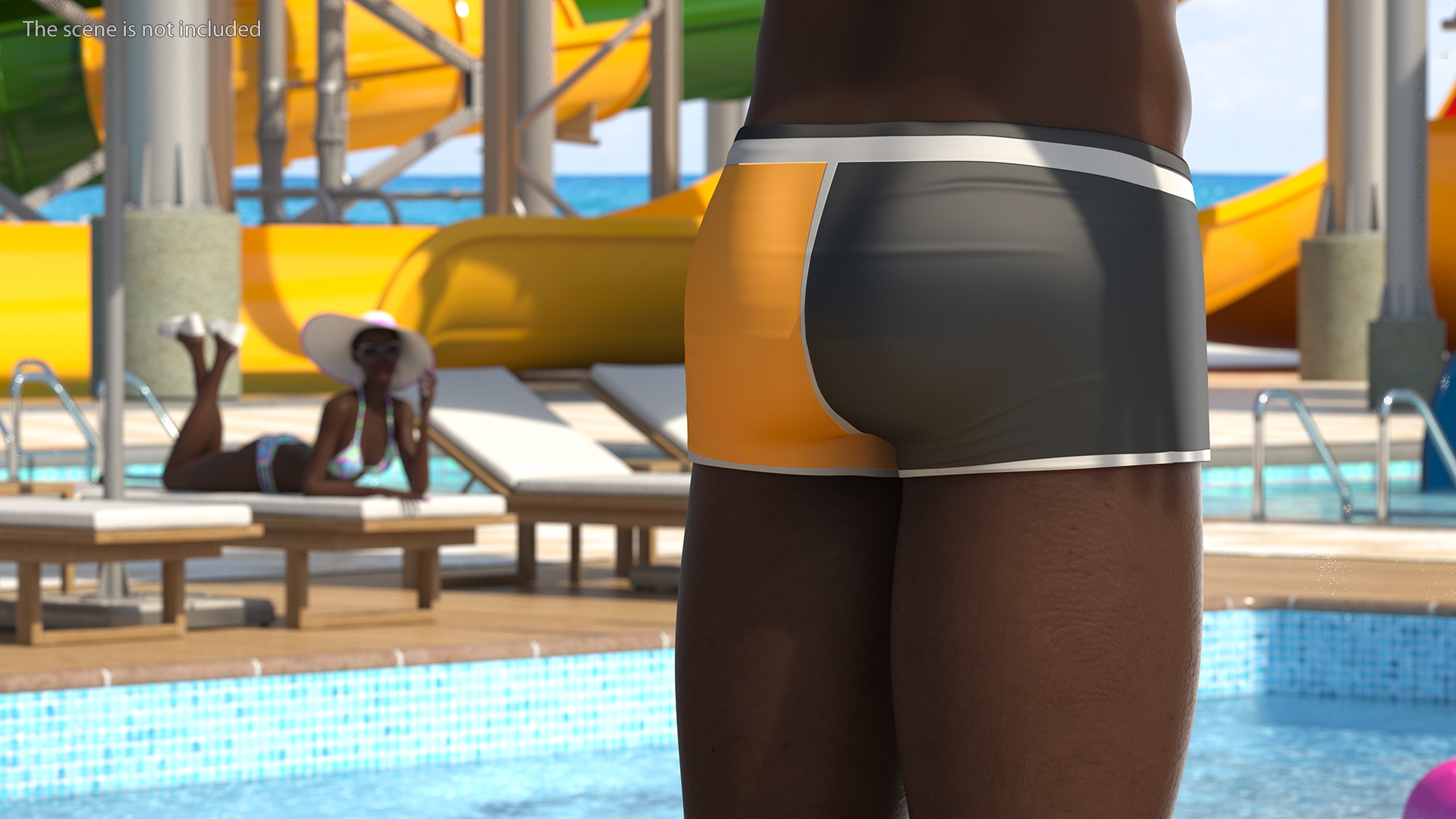 3D Afro American Man in Swimwear T Pose