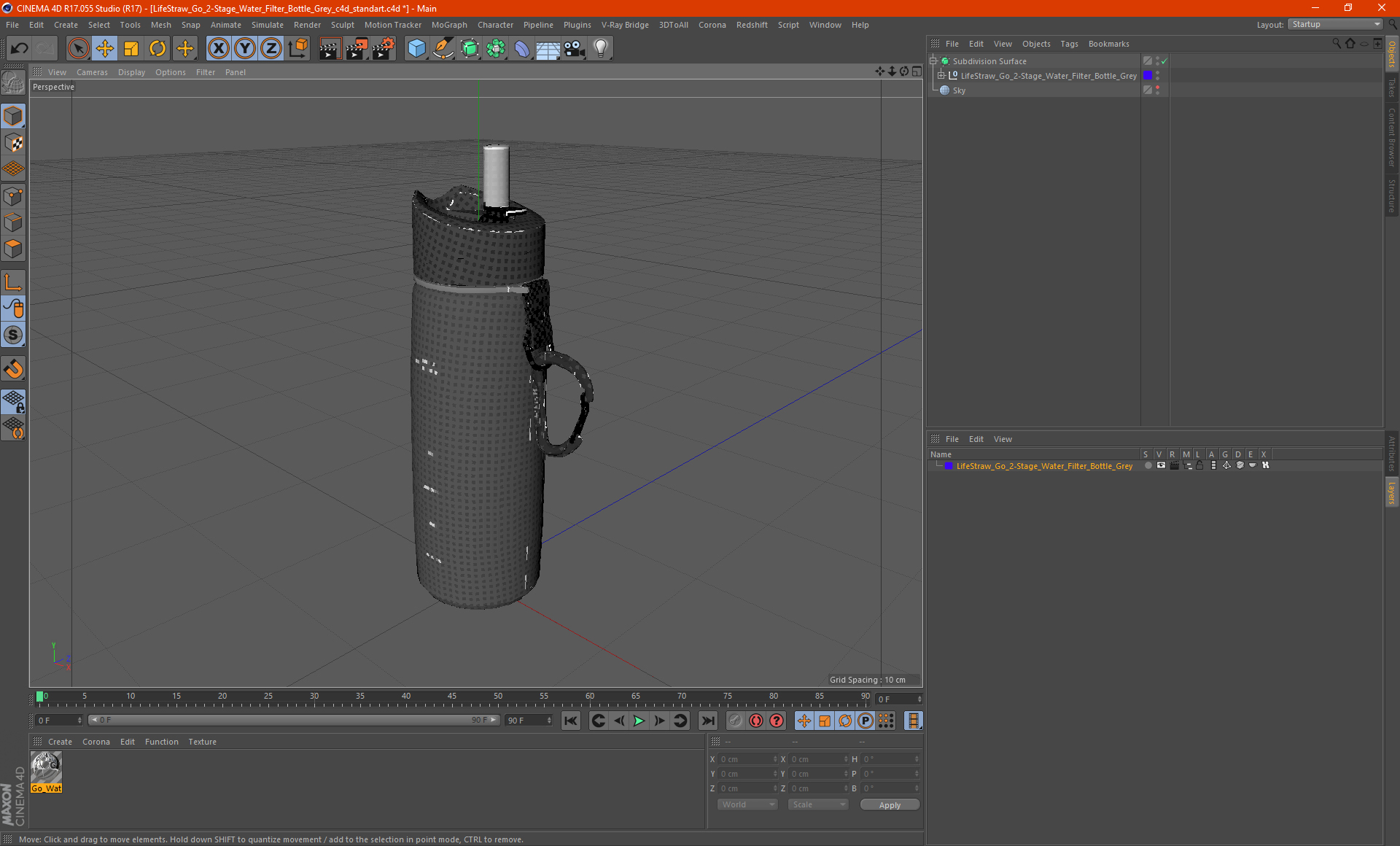 3D model LifeStraw Go 2-Stage Water Filter Bottle Grey