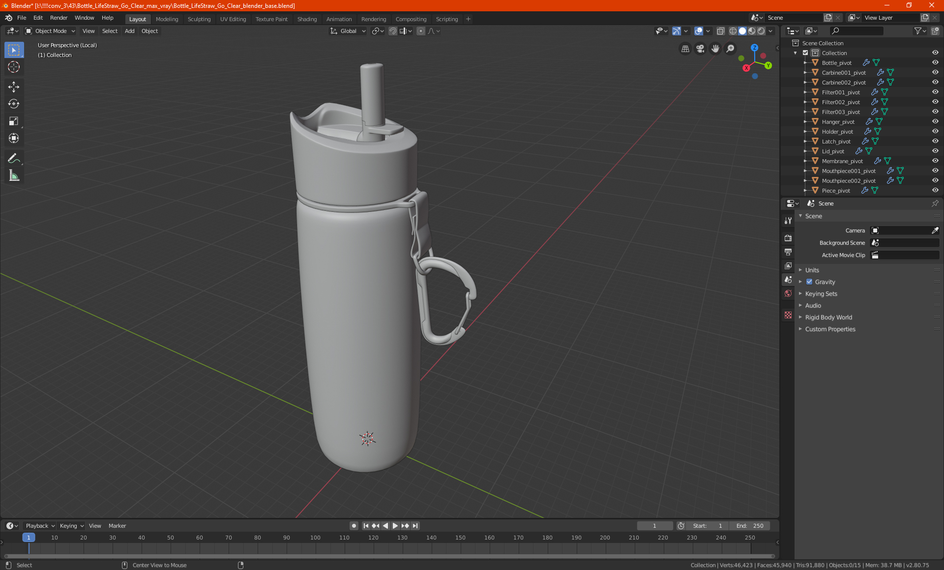 3D model LifeStraw Go 2-Stage Water Filter Bottle Grey