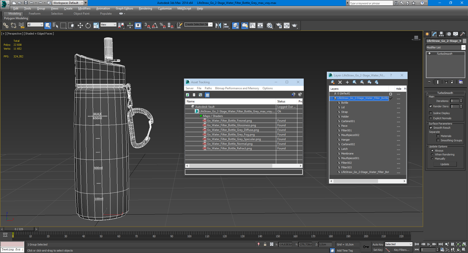 3D model LifeStraw Go 2-Stage Water Filter Bottle Grey