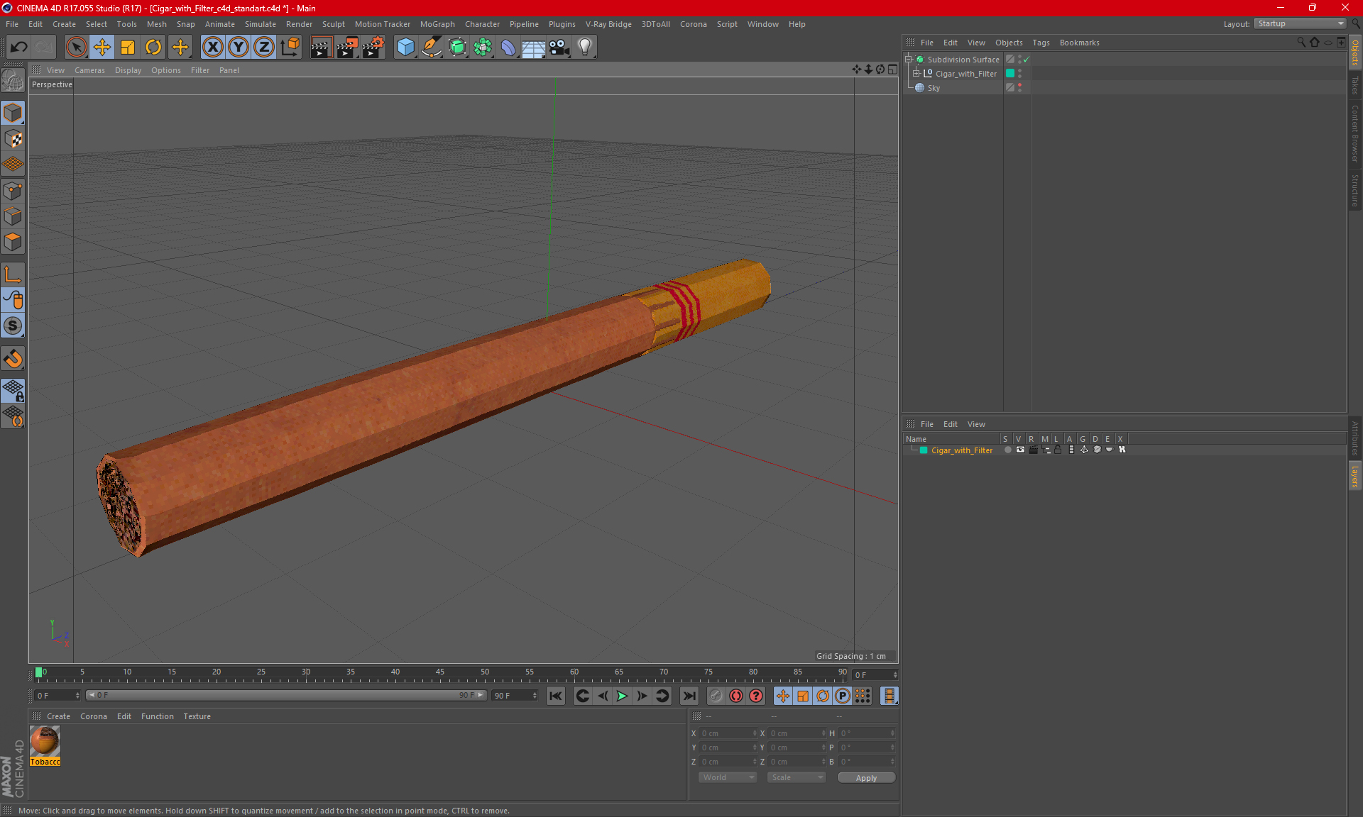 Cigar with Filter 3D