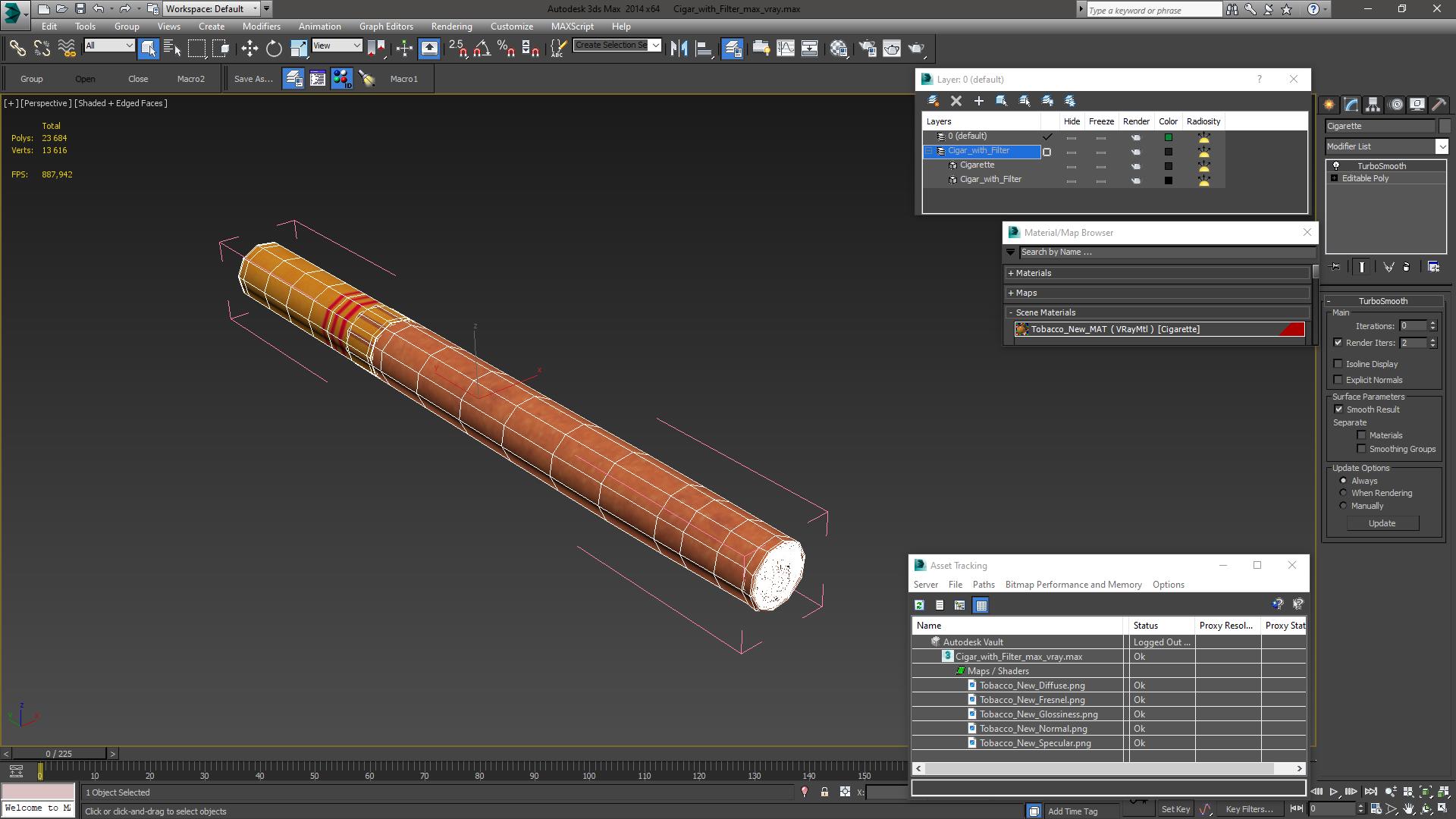 Cigar with Filter 3D