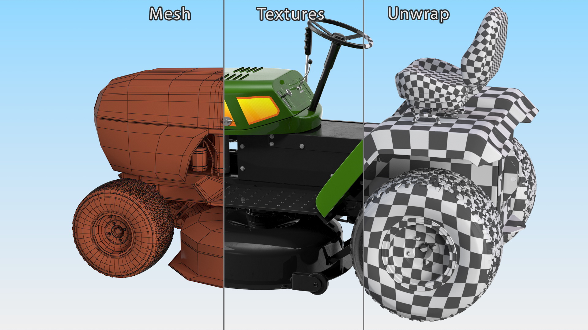 3D Riding Lawn Mower Rigged for Maya model