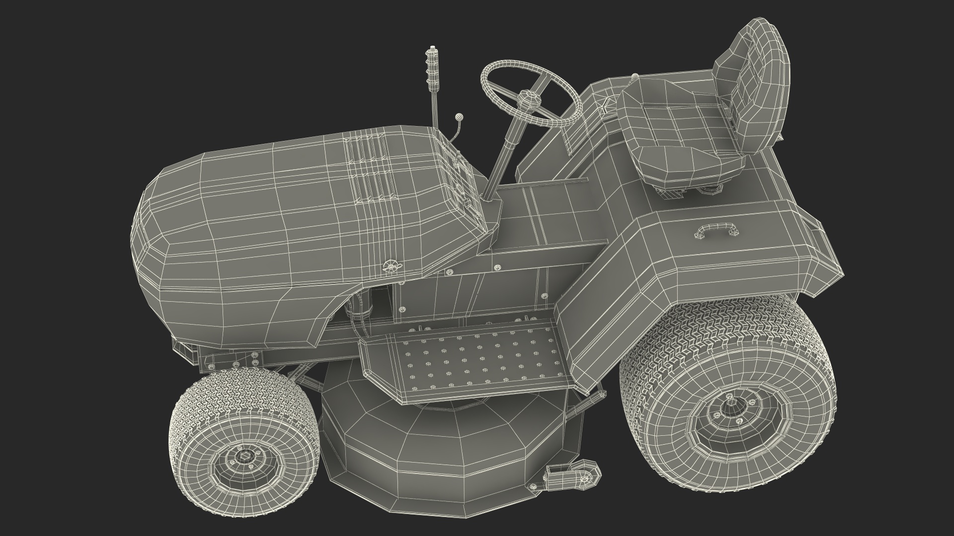 3D Riding Lawn Mower Rigged for Maya model