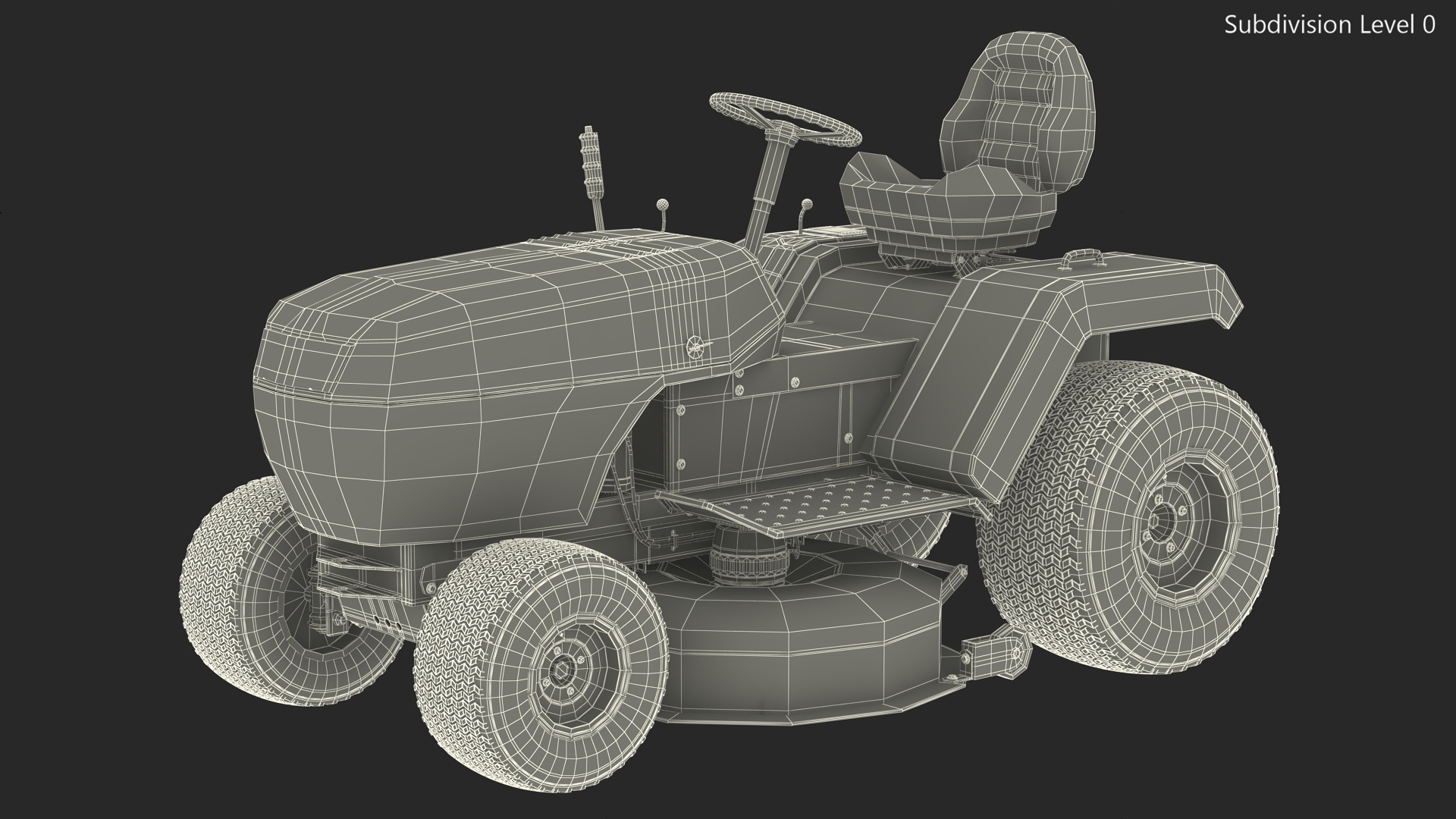 3D Riding Lawn Mower Rigged for Maya model