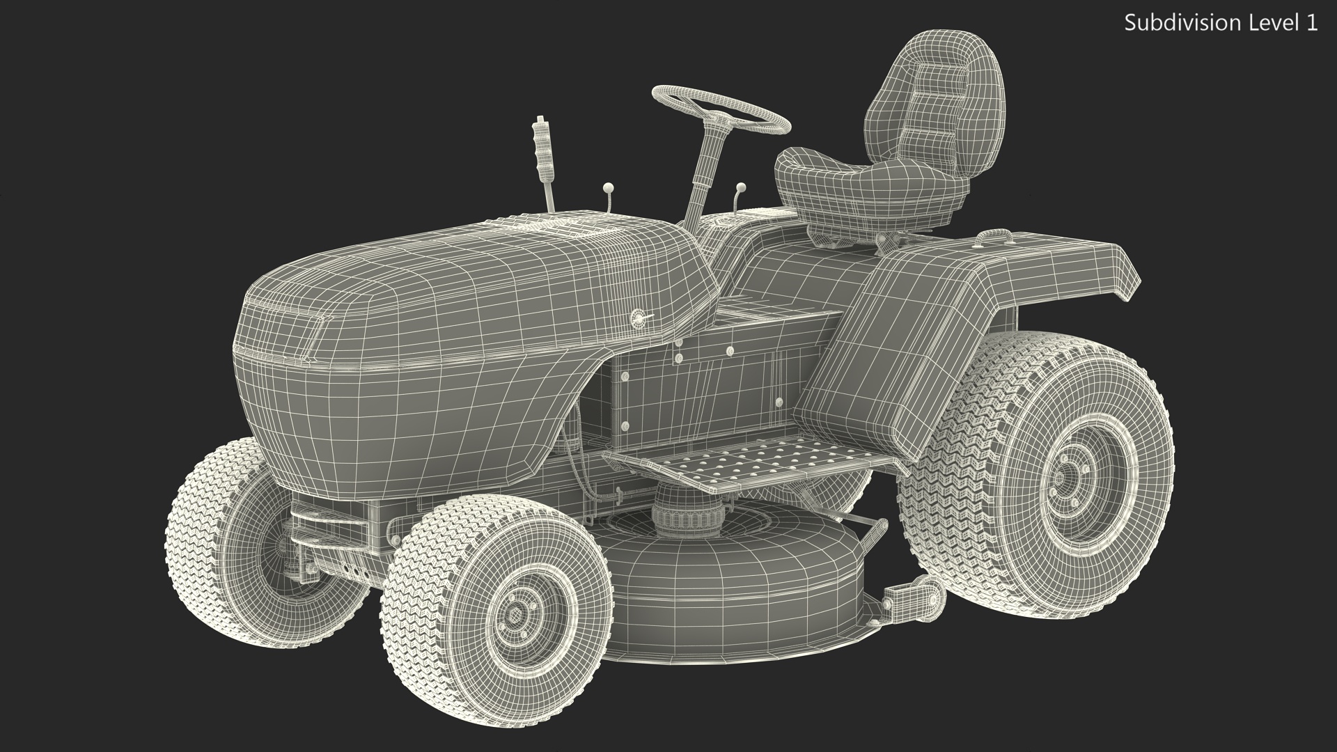 3D Riding Lawn Mower Rigged for Maya model