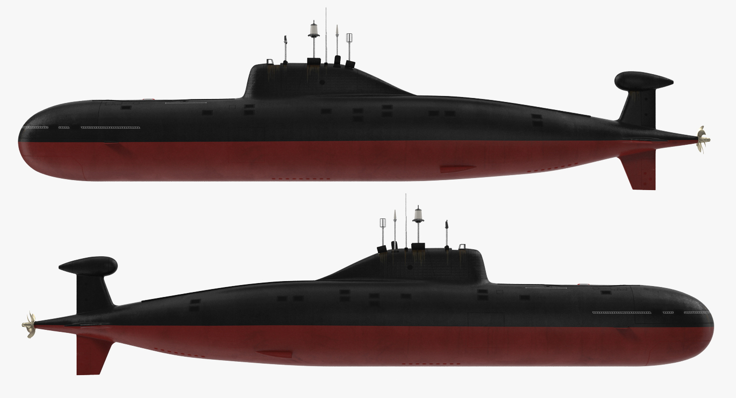 3D Nuclear Powered Attack Submarine Akula Class Rigged
