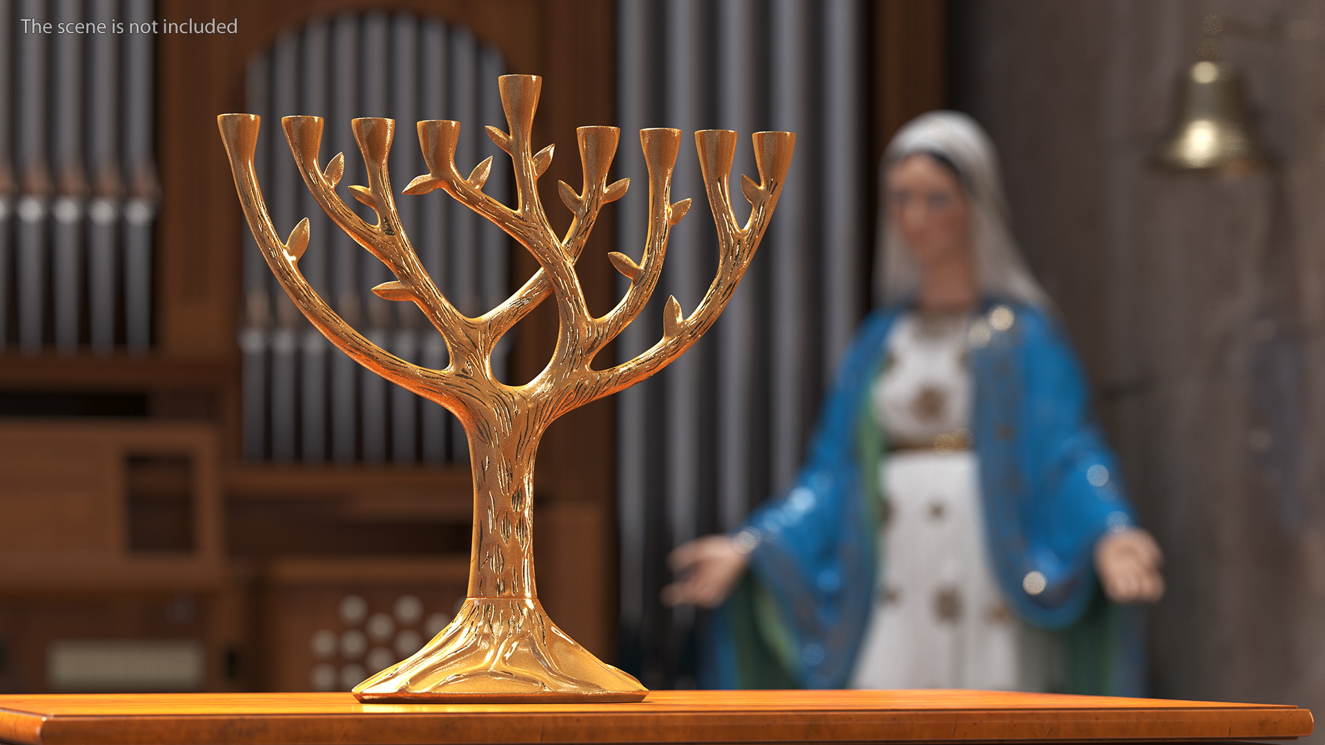 3D model Hanukkah Gold Candelabrum
