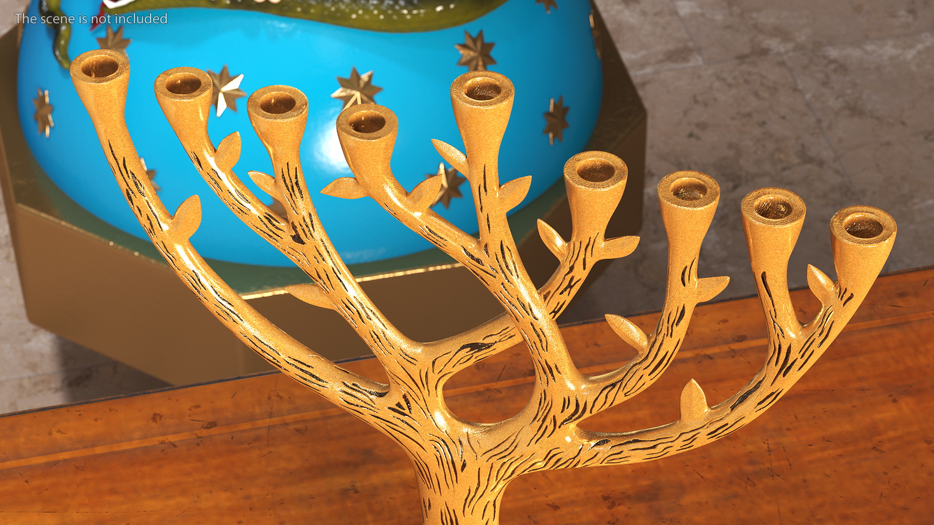 3D model Hanukkah Gold Candelabrum