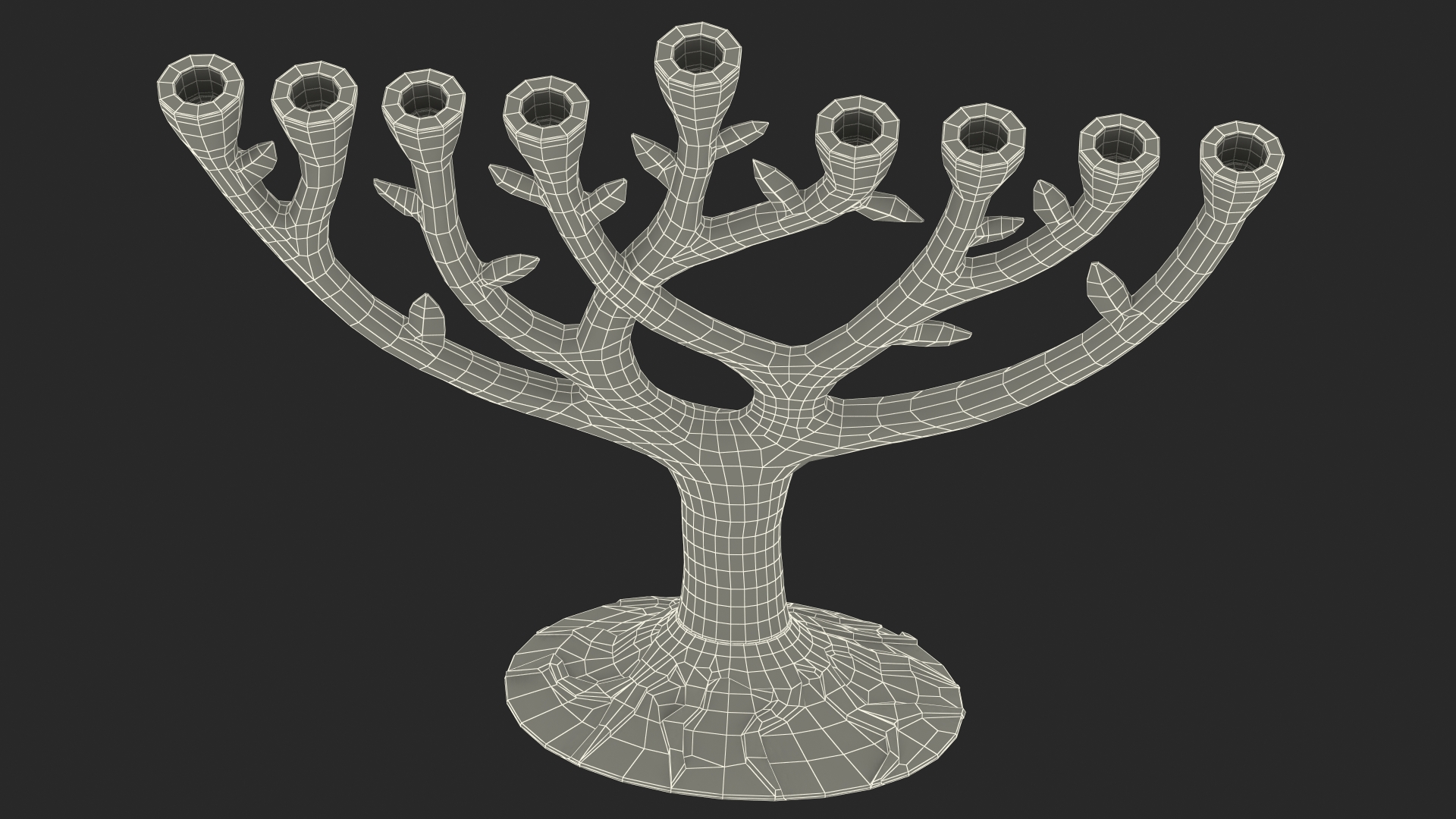 3D model Hanukkah Gold Candelabrum