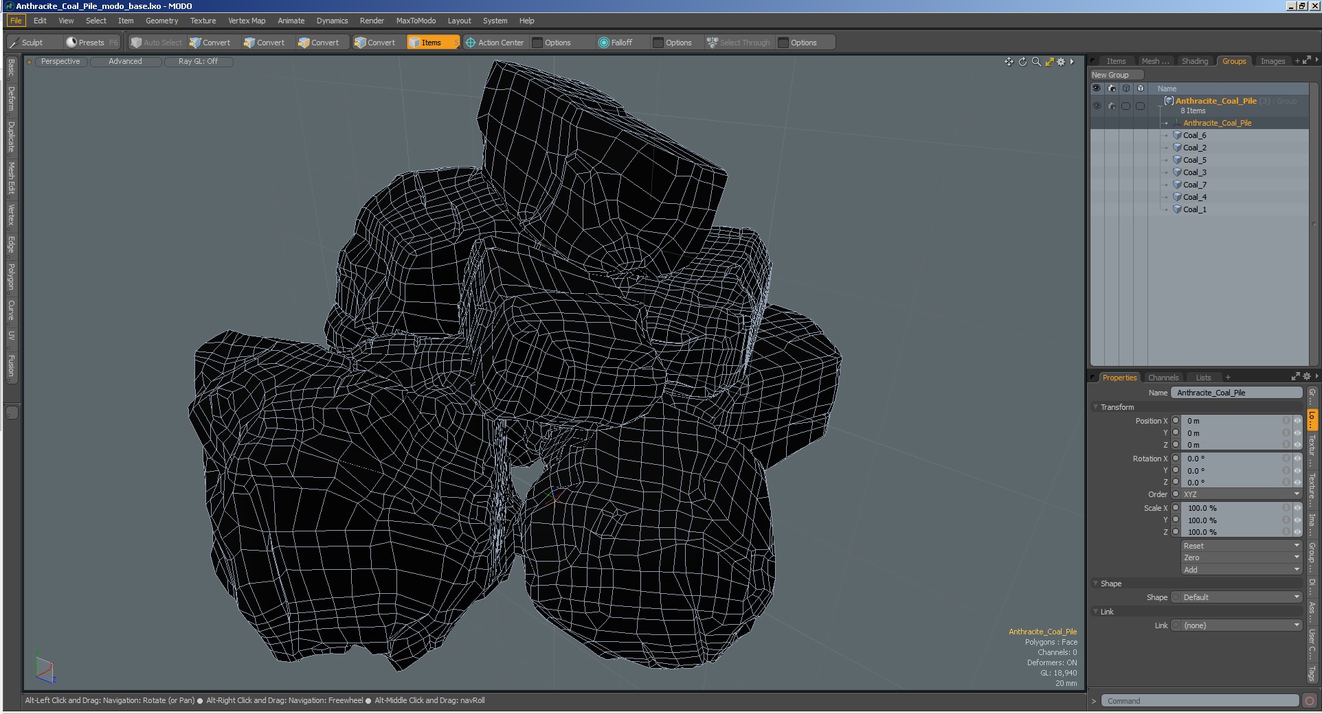3D model Anthracite Coal Pile