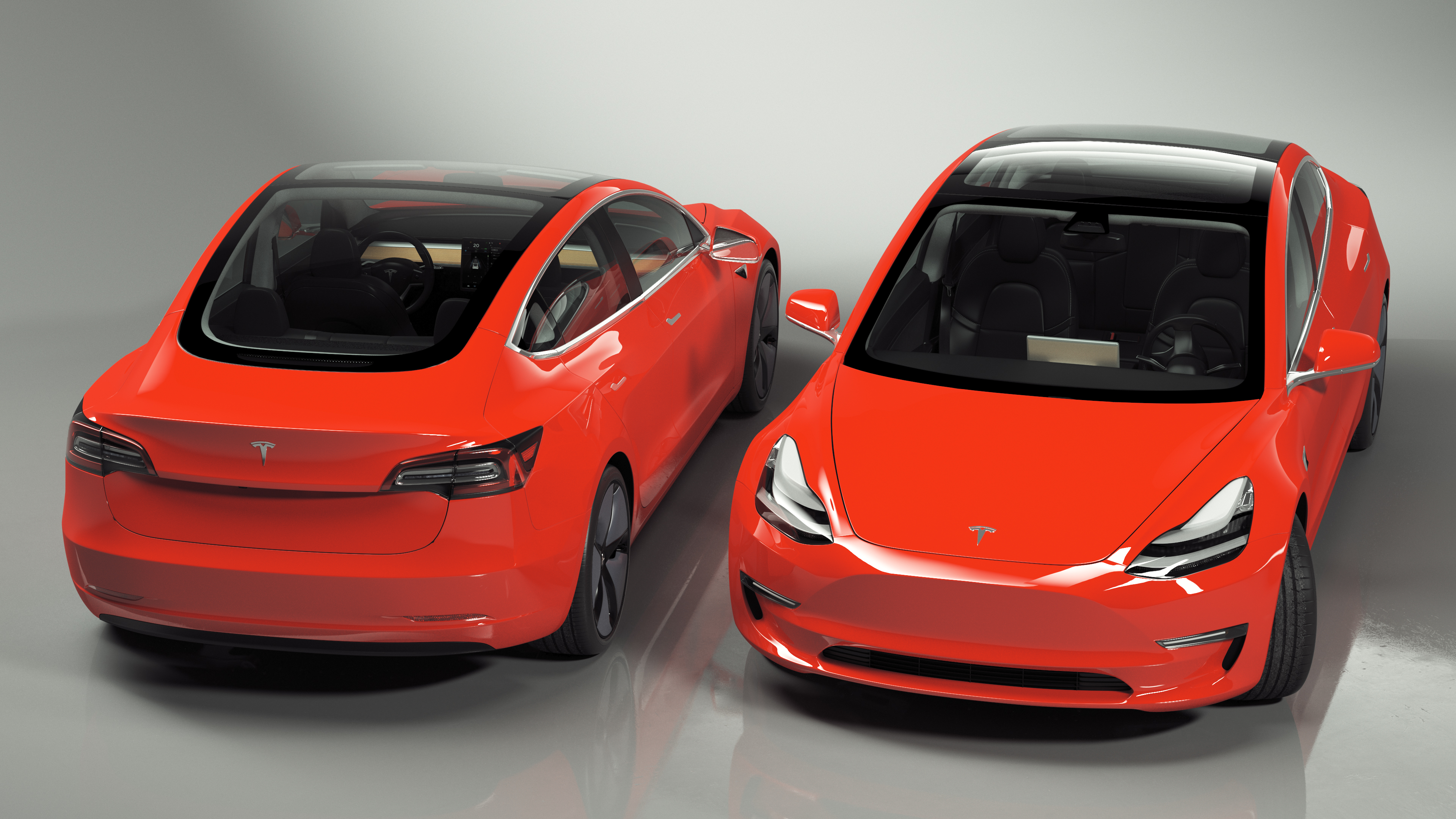 3D Tesla with Aero Wheel Cower Accessories Rigged