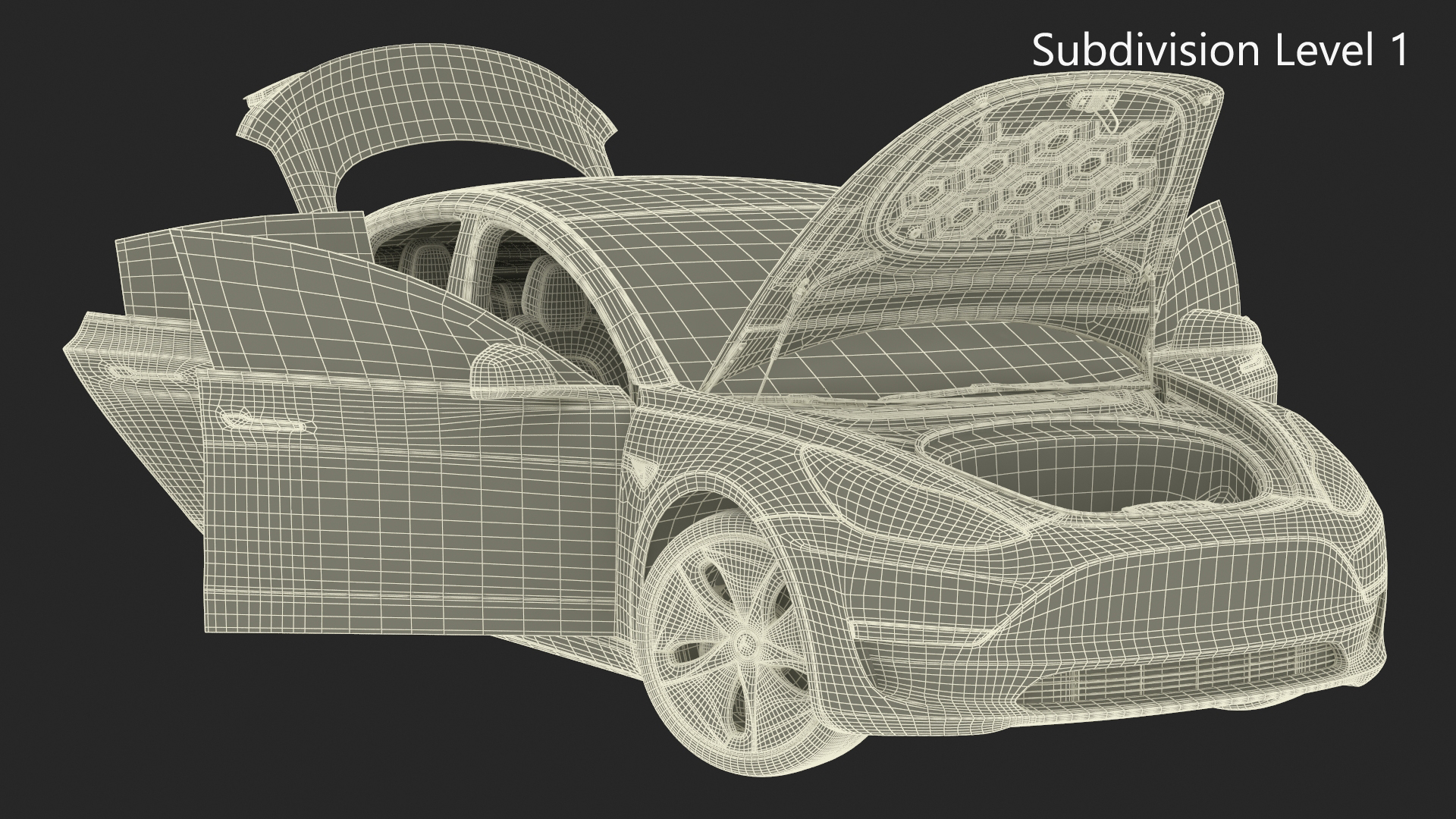 3D Tesla with Aero Wheel Cower Accessories Rigged