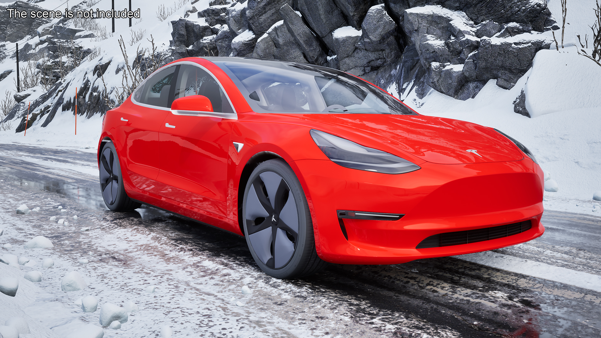 3D Tesla with Aero Wheel Cower Accessories Rigged