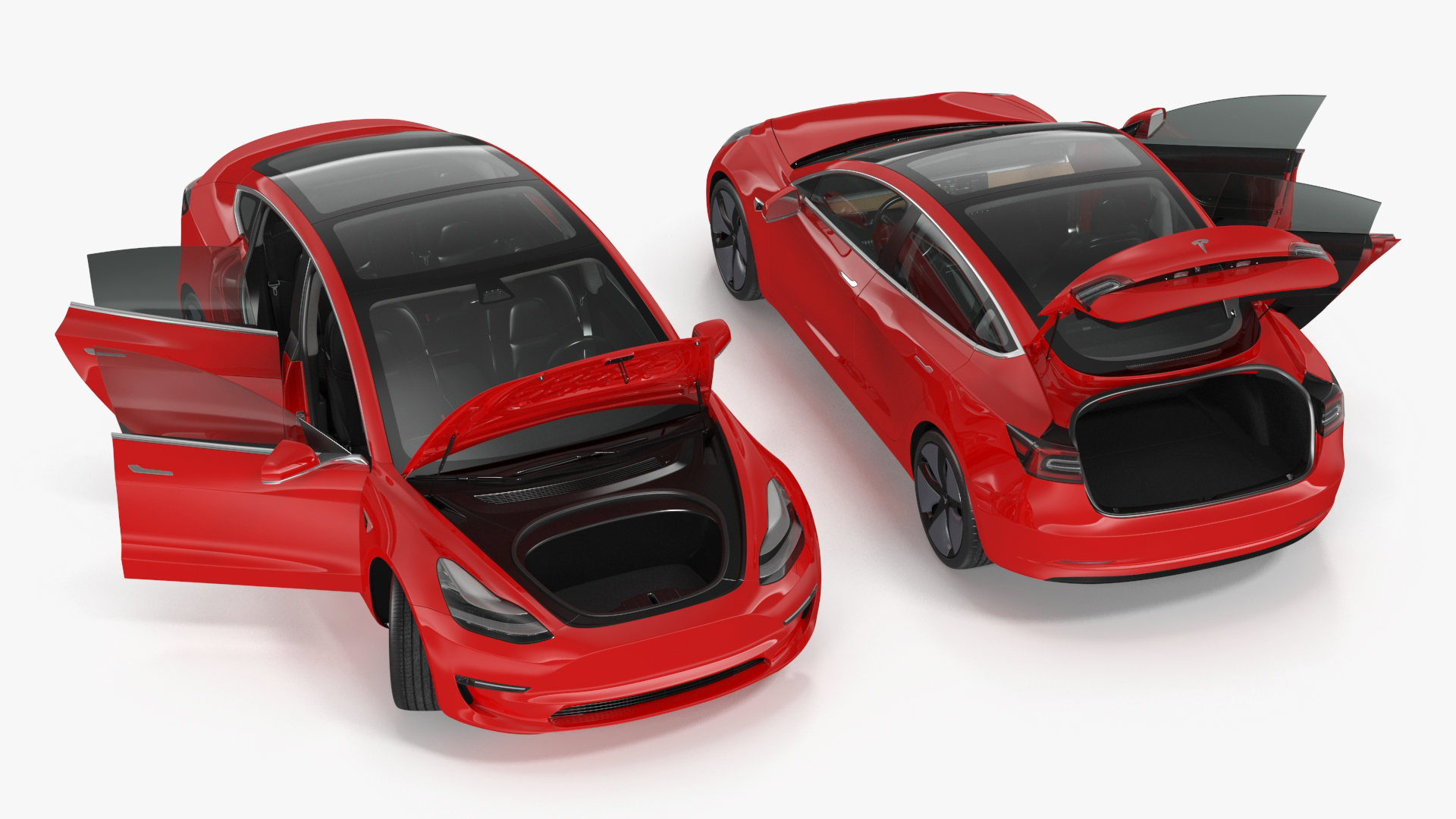 3D Tesla with Aero Wheel Cower Accessories Rigged