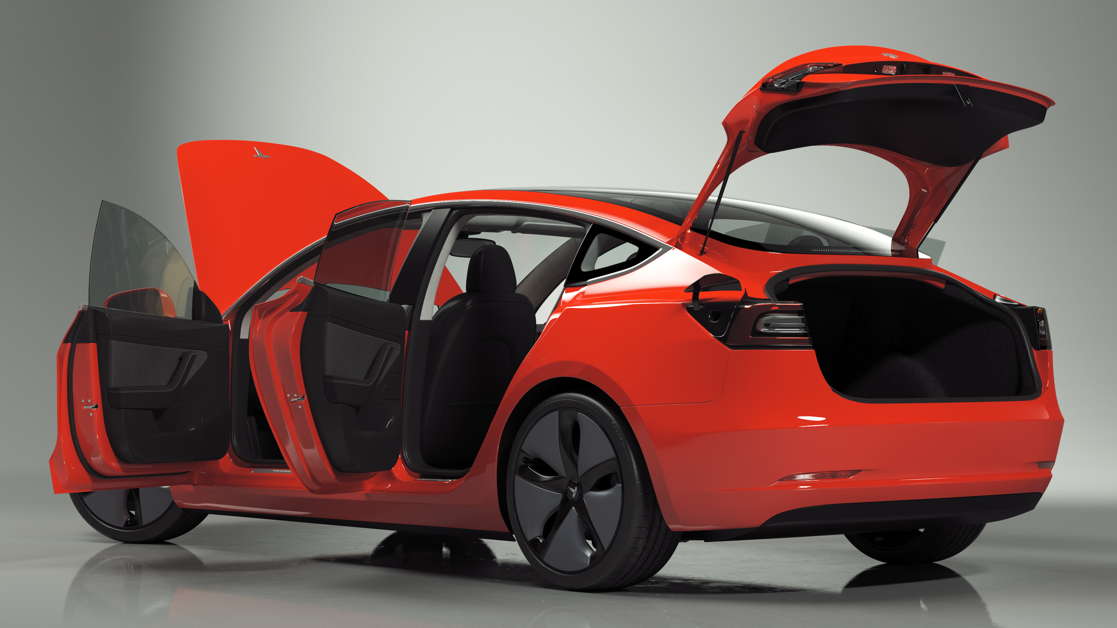 3D Tesla with Aero Wheel Cower Accessories Rigged