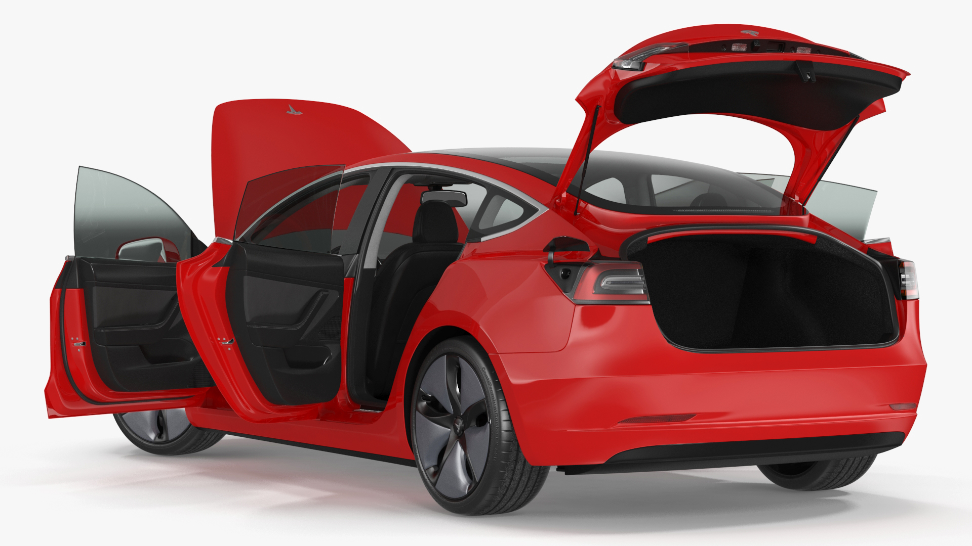 3D Tesla with Aero Wheel Cower Accessories Rigged
