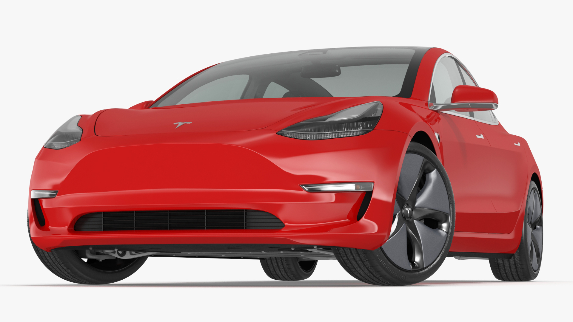 3D Tesla with Aero Wheel Cower Accessories Rigged