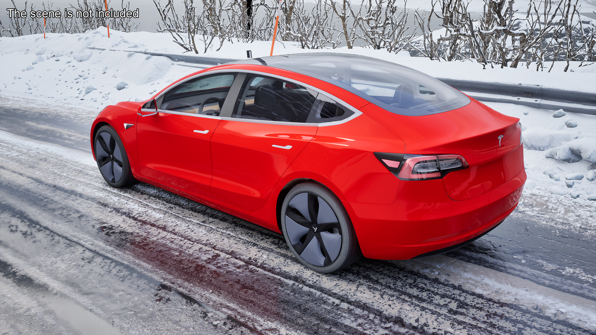 3D Tesla with Aero Wheel Cower Accessories Rigged