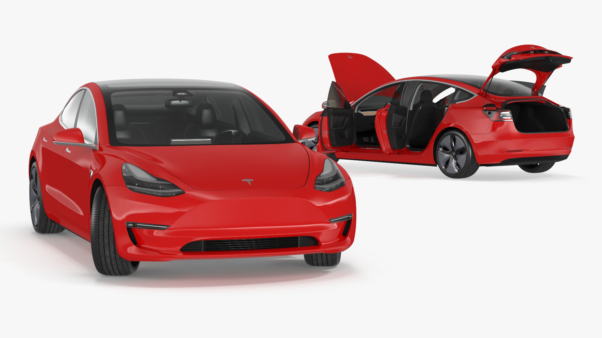 3D Tesla with Aero Wheel Cower Accessories Rigged