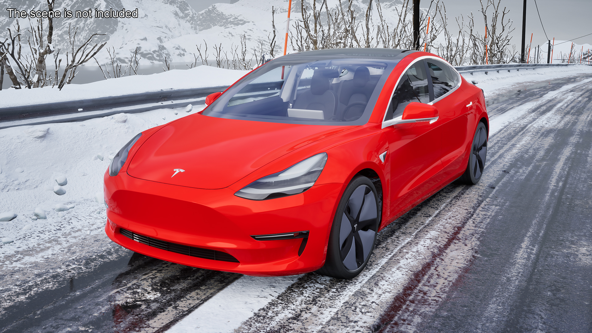 3D Tesla with Aero Wheel Cower Accessories Rigged