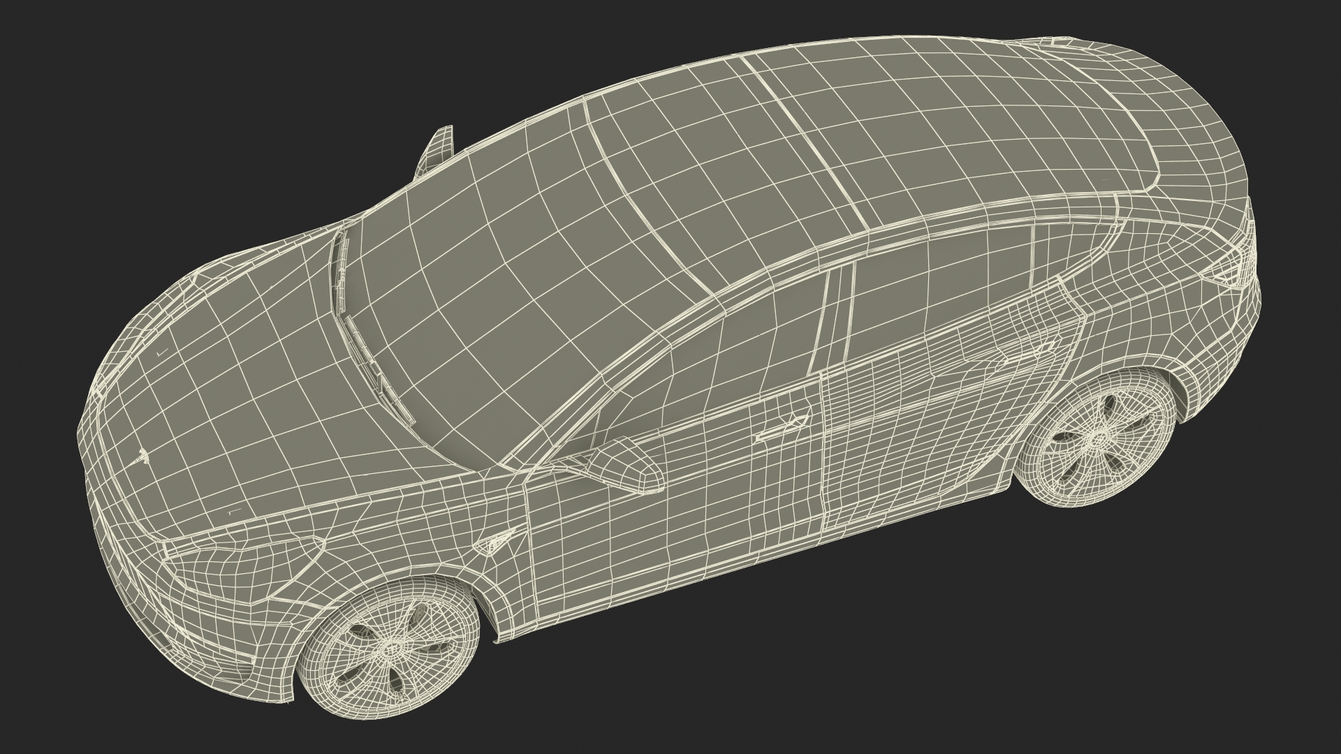 3D Tesla with Aero Wheel Cower Accessories Rigged