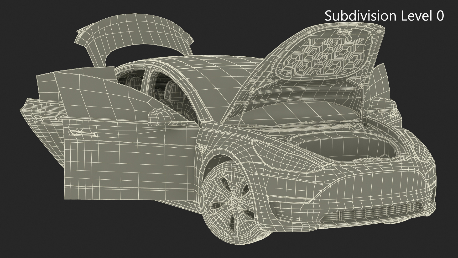 3D Tesla with Aero Wheel Cower Accessories Rigged