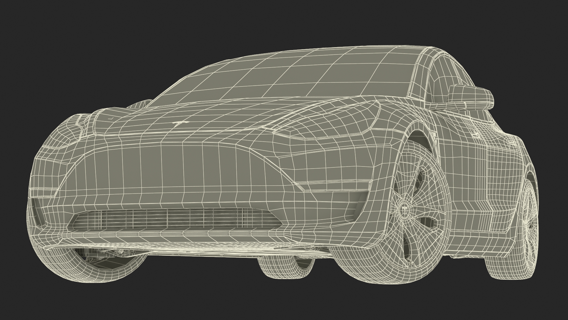 3D Tesla with Aero Wheel Cower Accessories Rigged
