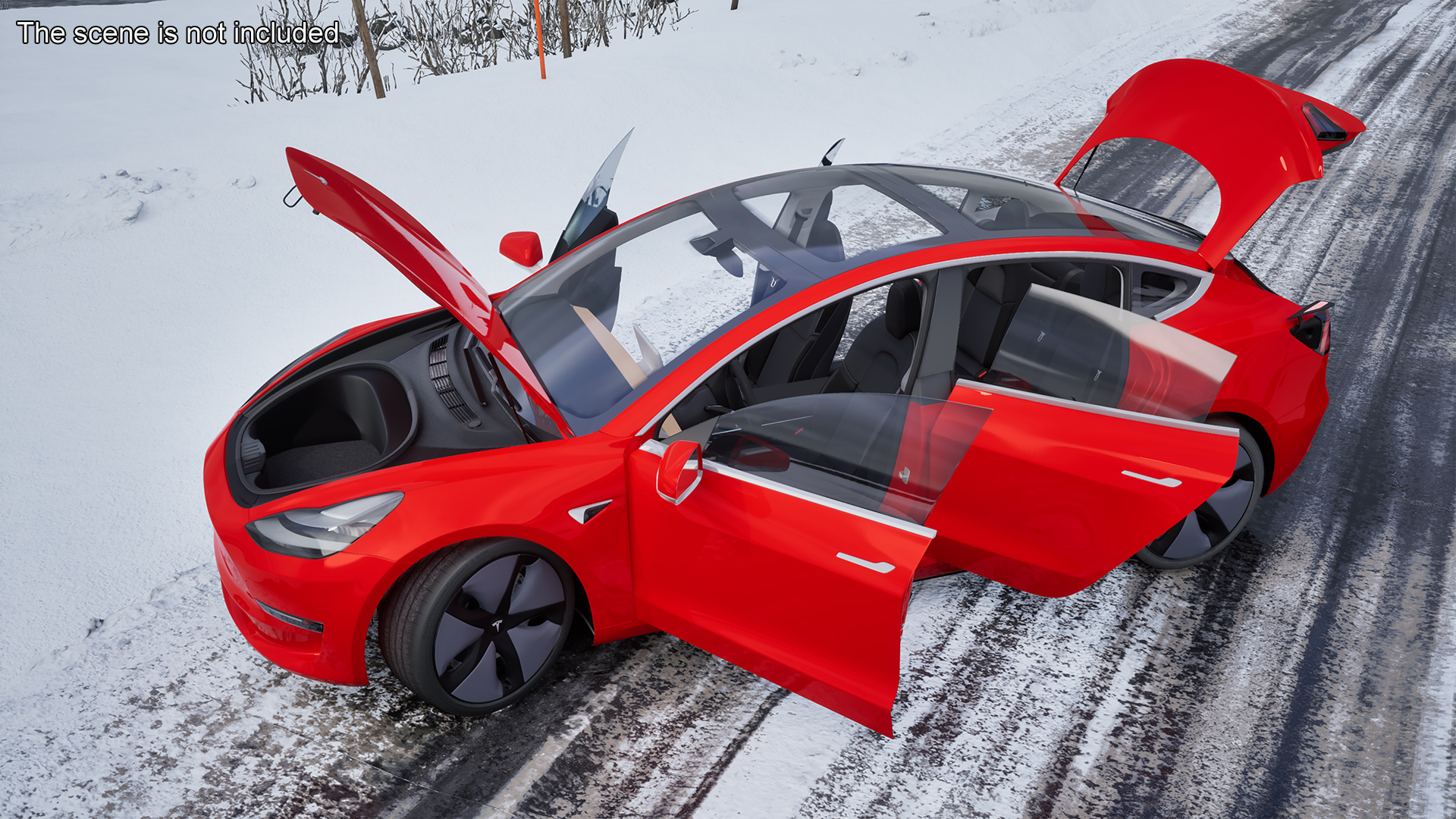 3D Tesla with Aero Wheel Cower Accessories Rigged