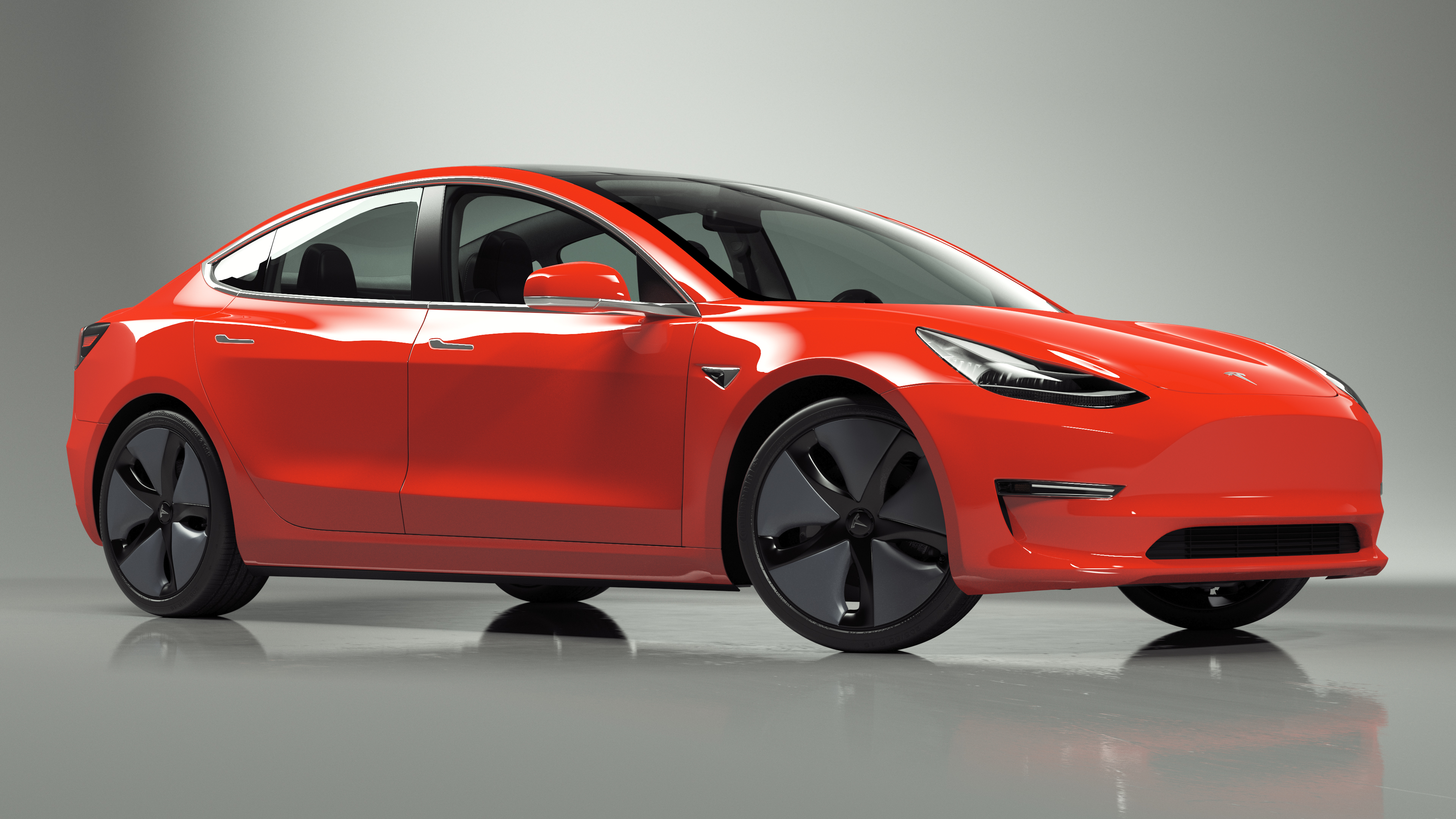 3D Tesla with Aero Wheel Cower Accessories Rigged