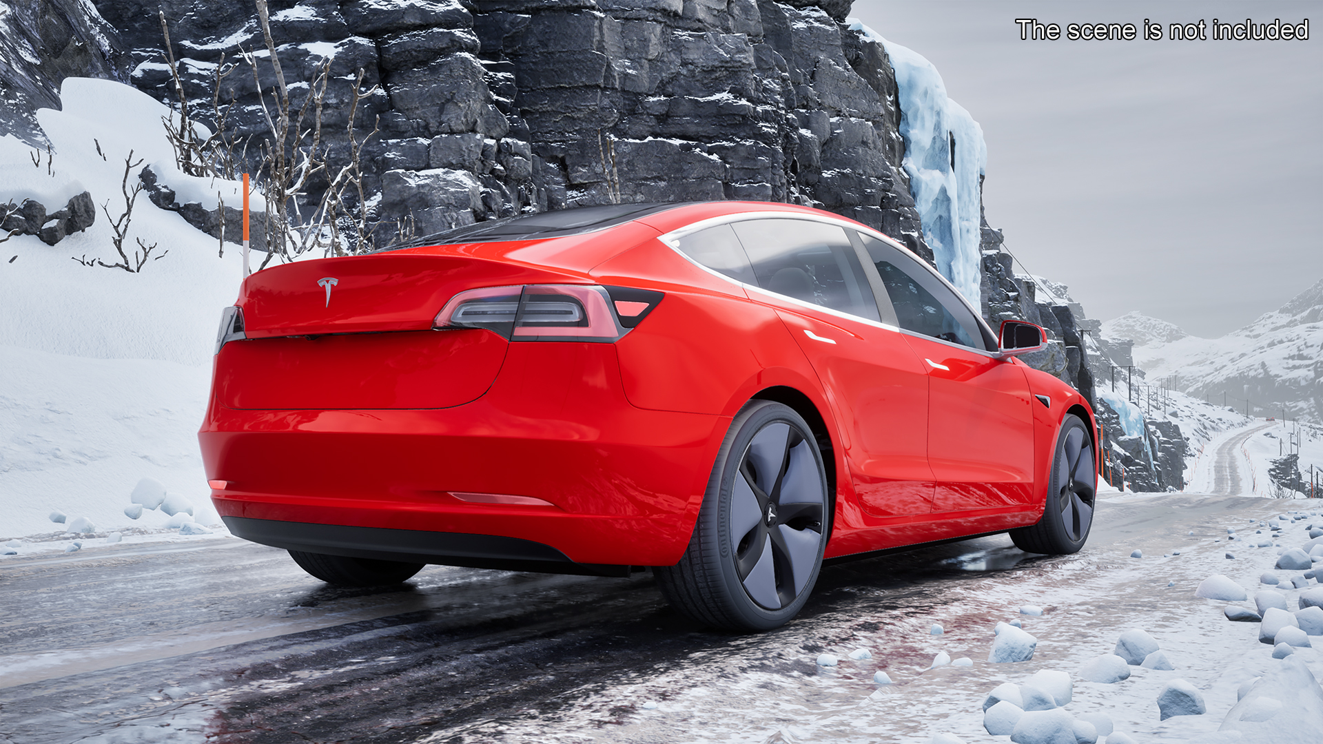 3D Tesla with Aero Wheel Cower Accessories Rigged