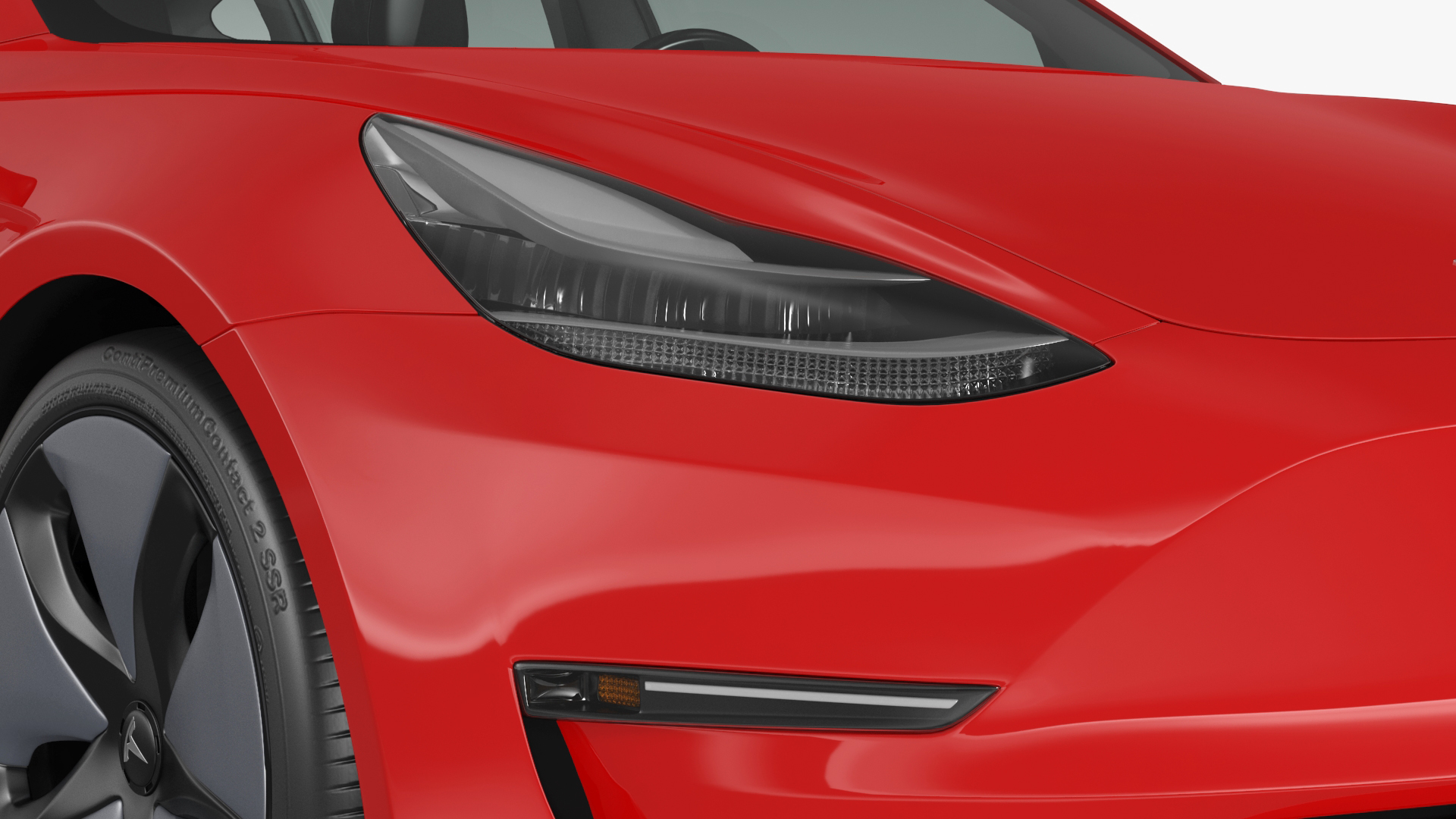 3D Tesla with Aero Wheel Cower Accessories Rigged