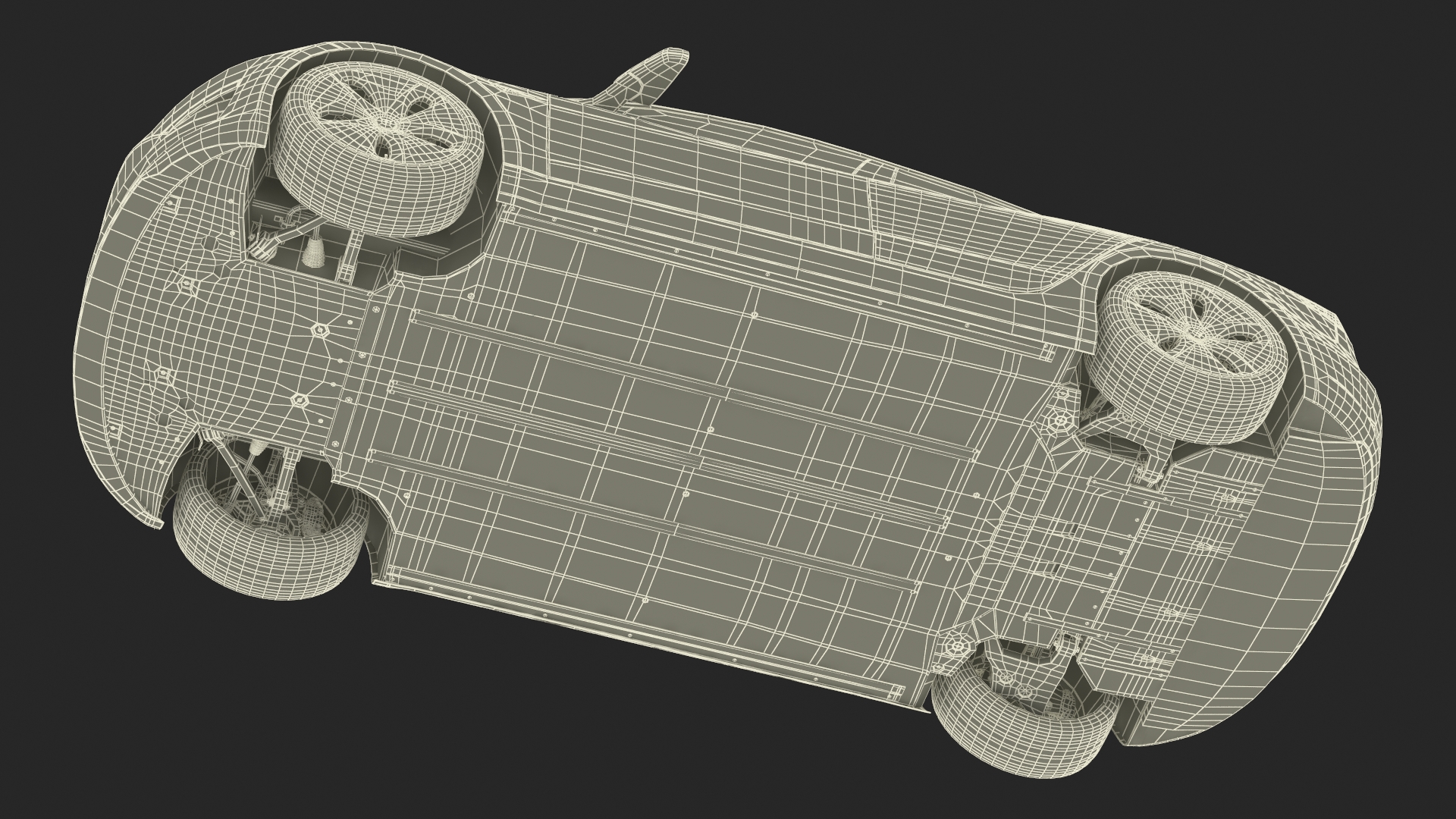 3D Tesla with Aero Wheel Cower Accessories Rigged