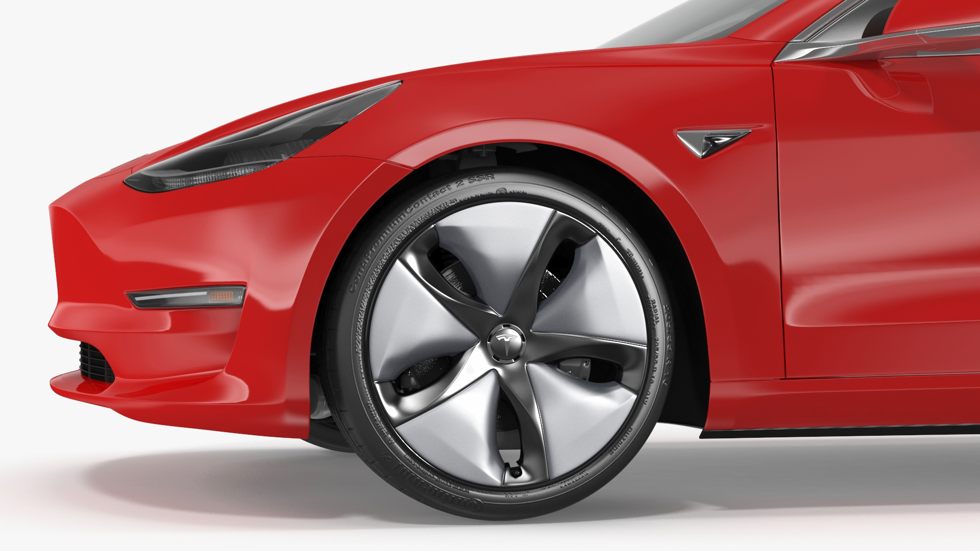 3D Tesla with Aero Wheel Cower Accessories Rigged