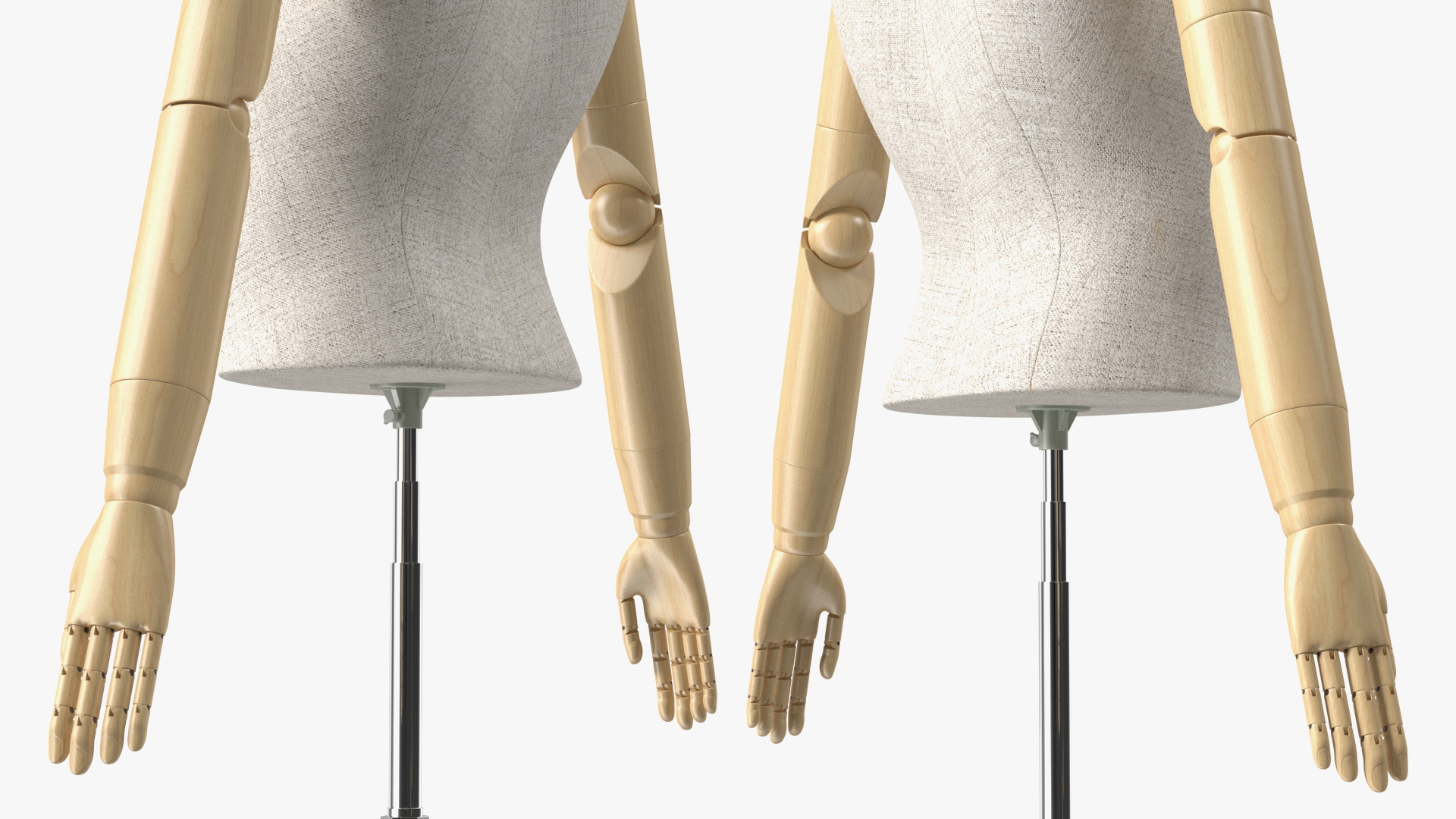 3D Male Flexible Half Body Mannequin Torso with Wooden Base Rigged model