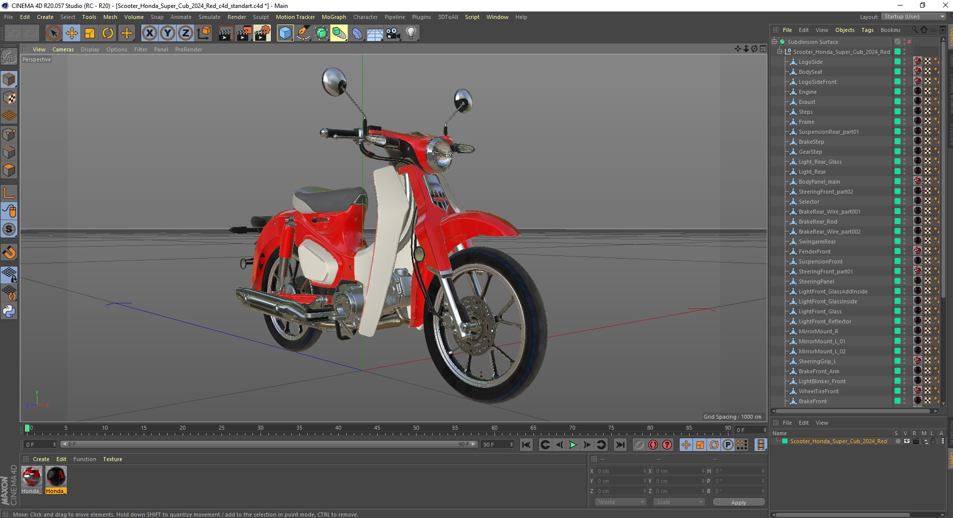 Scooter Honda Super Cub 2024 Red 3D