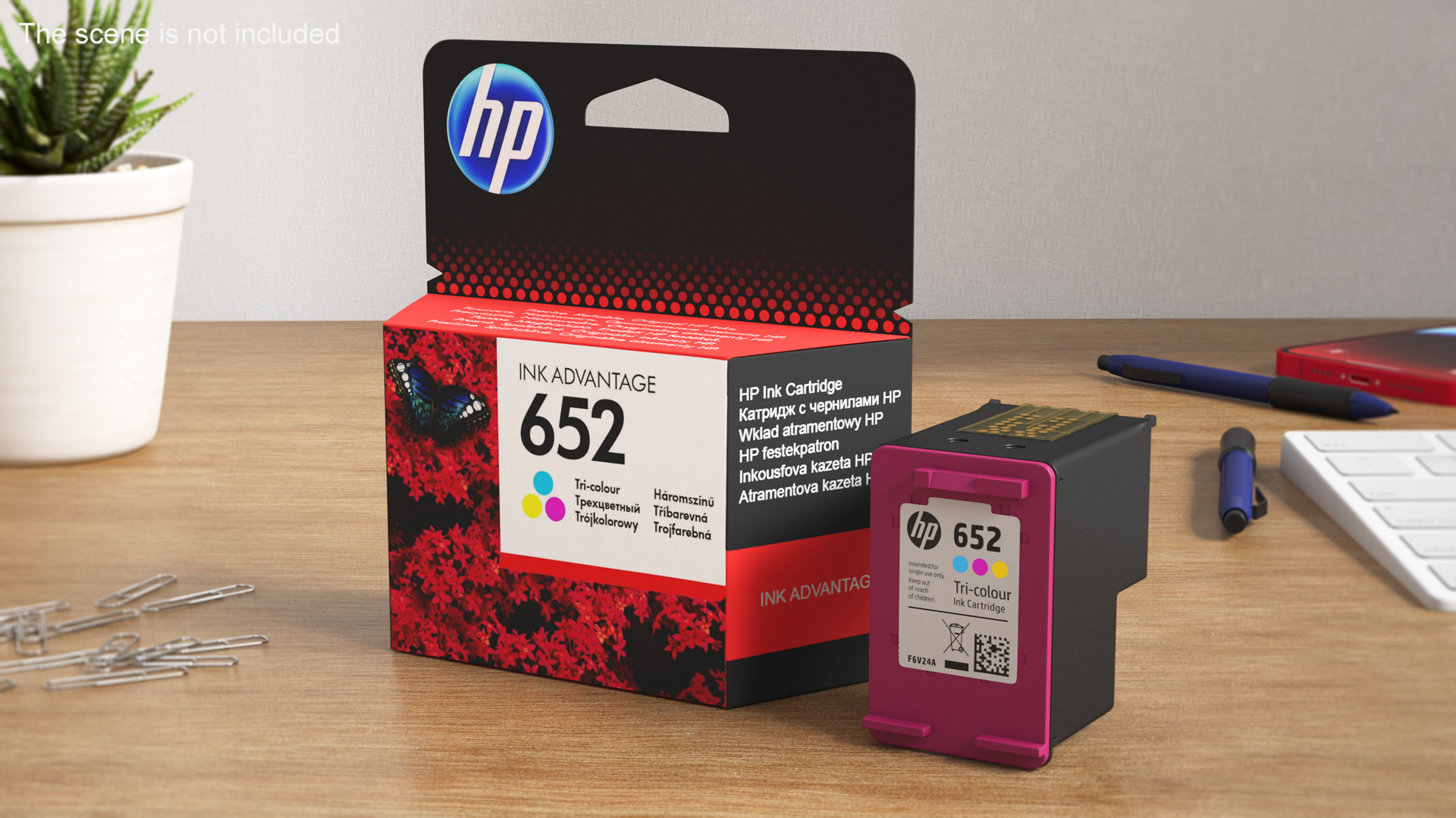 3D Box with HP 652 Ink Cartridge Tricolor model