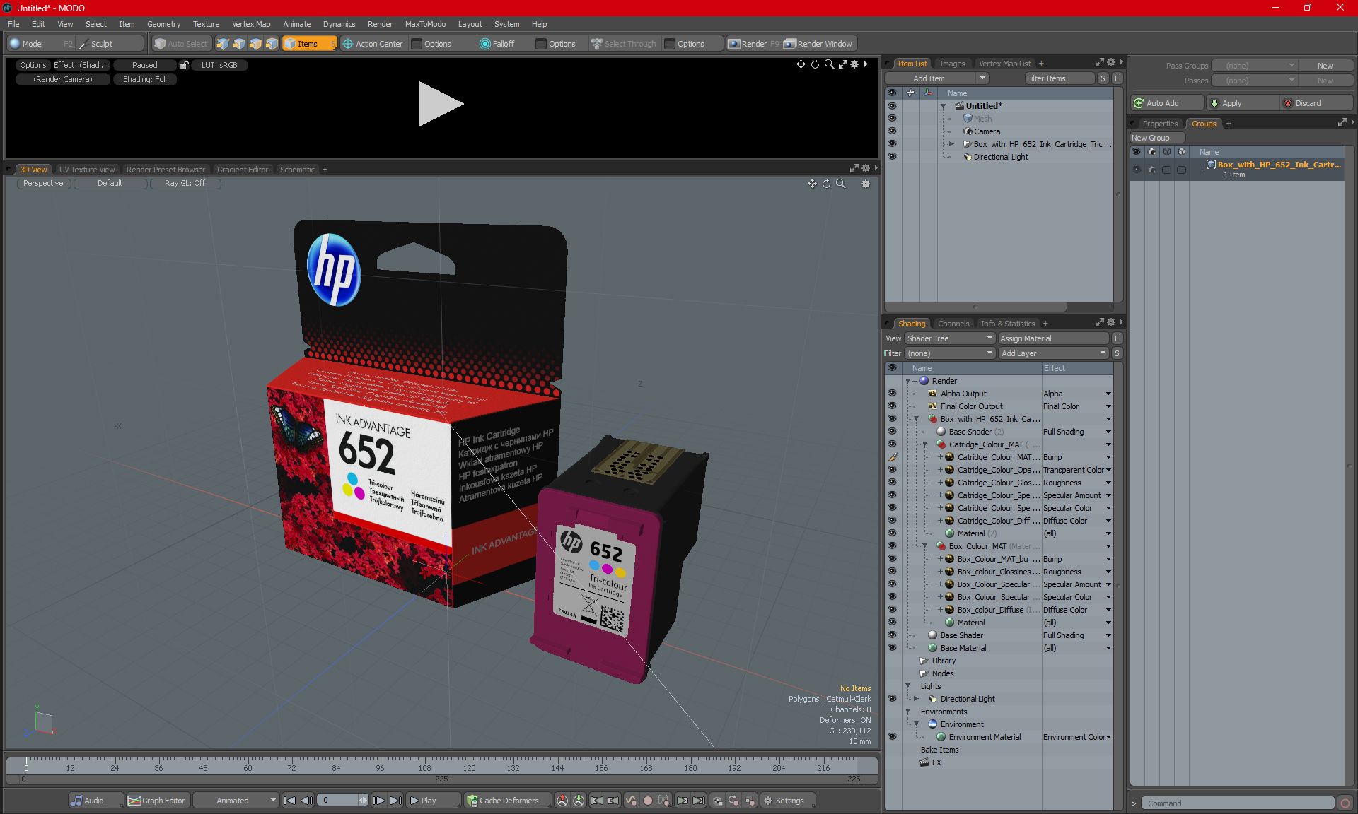 3D Box with HP 652 Ink Cartridge Tricolor model