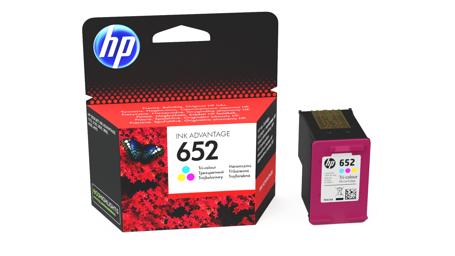 3D Box with HP 652 Ink Cartridge Tricolor model