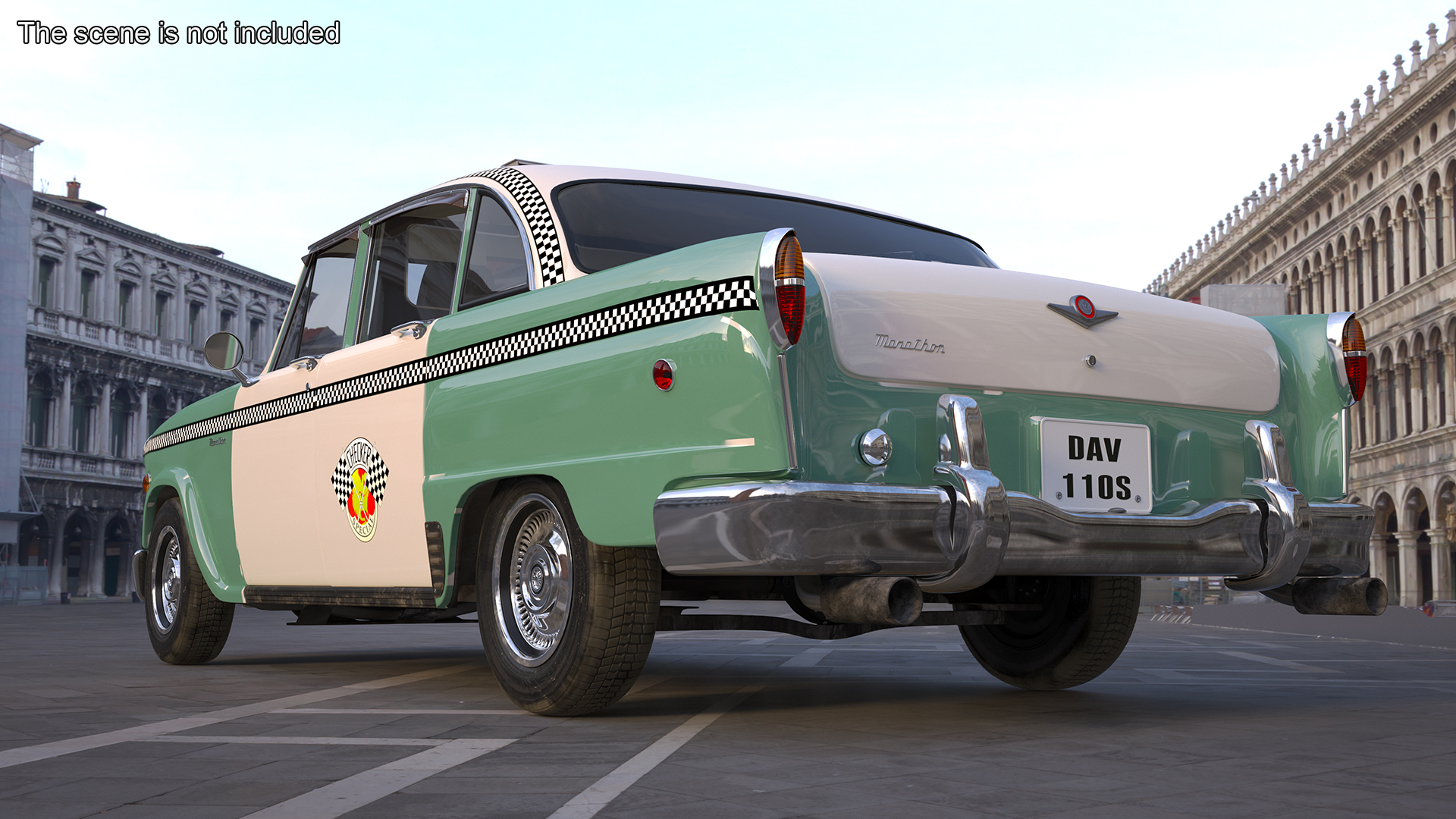 3D model Vintage Checker Taxi Cab Simple Interior