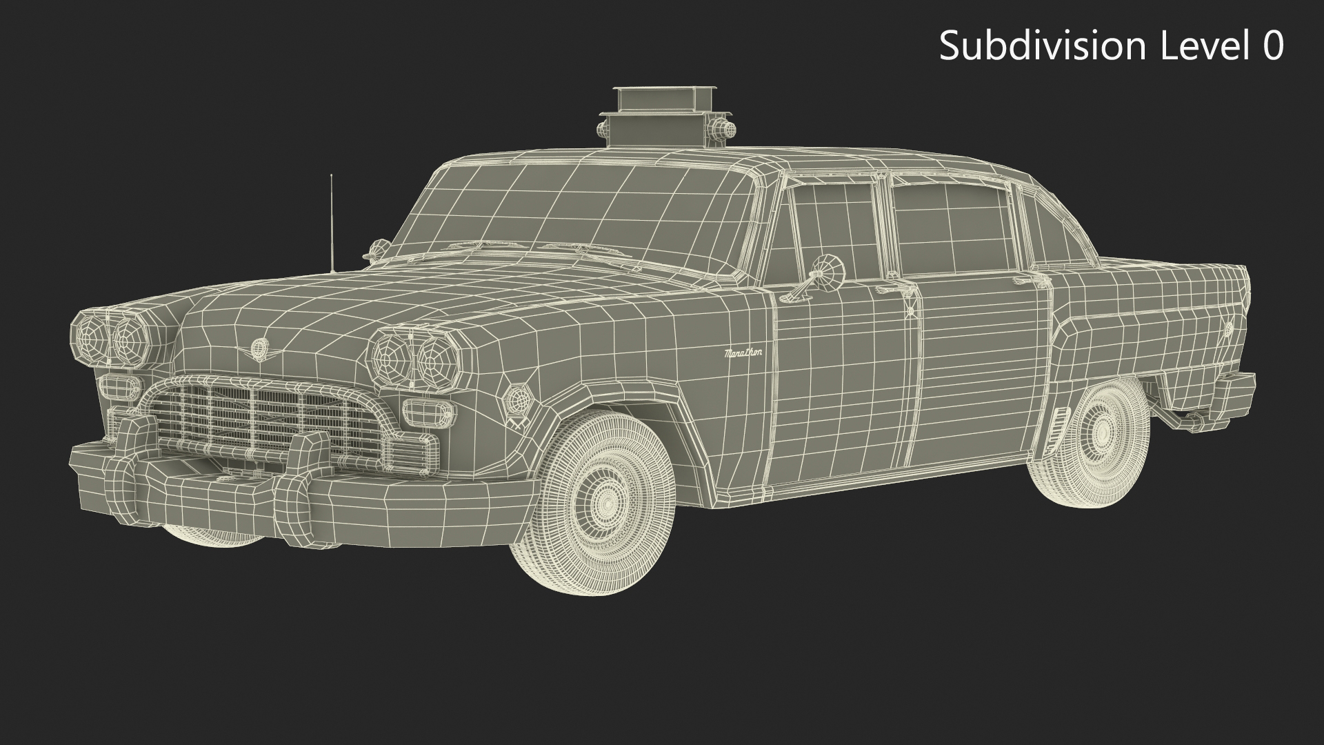 3D model Vintage Checker Taxi Cab Simple Interior