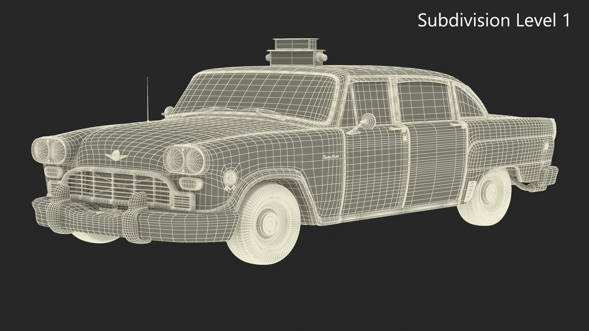 3D model Vintage Checker Taxi Cab Simple Interior