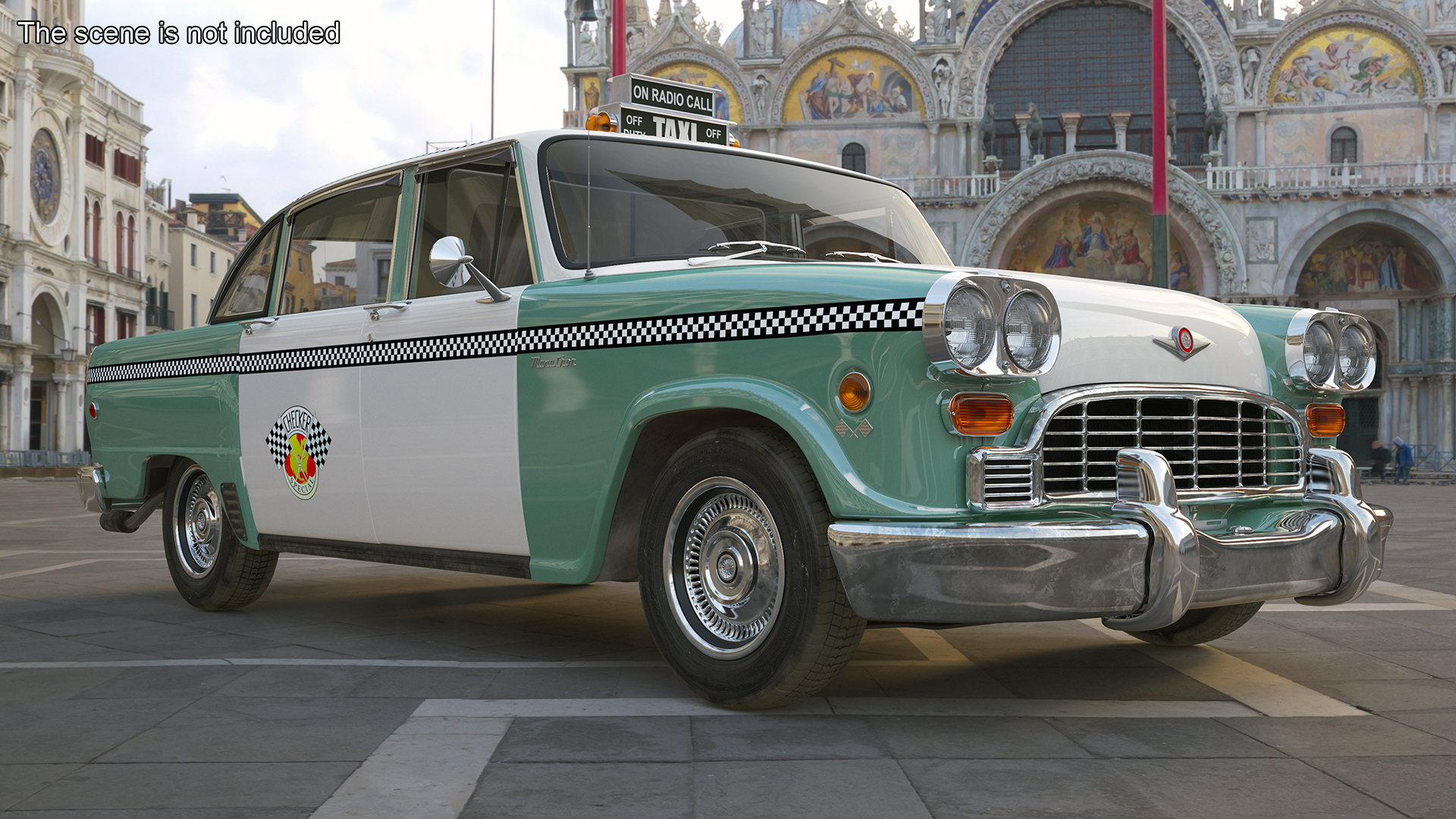 3D model Vintage Checker Taxi Cab Simple Interior