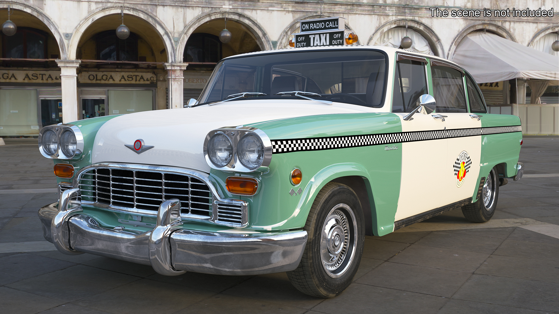 3D model Vintage Checker Taxi Cab Simple Interior