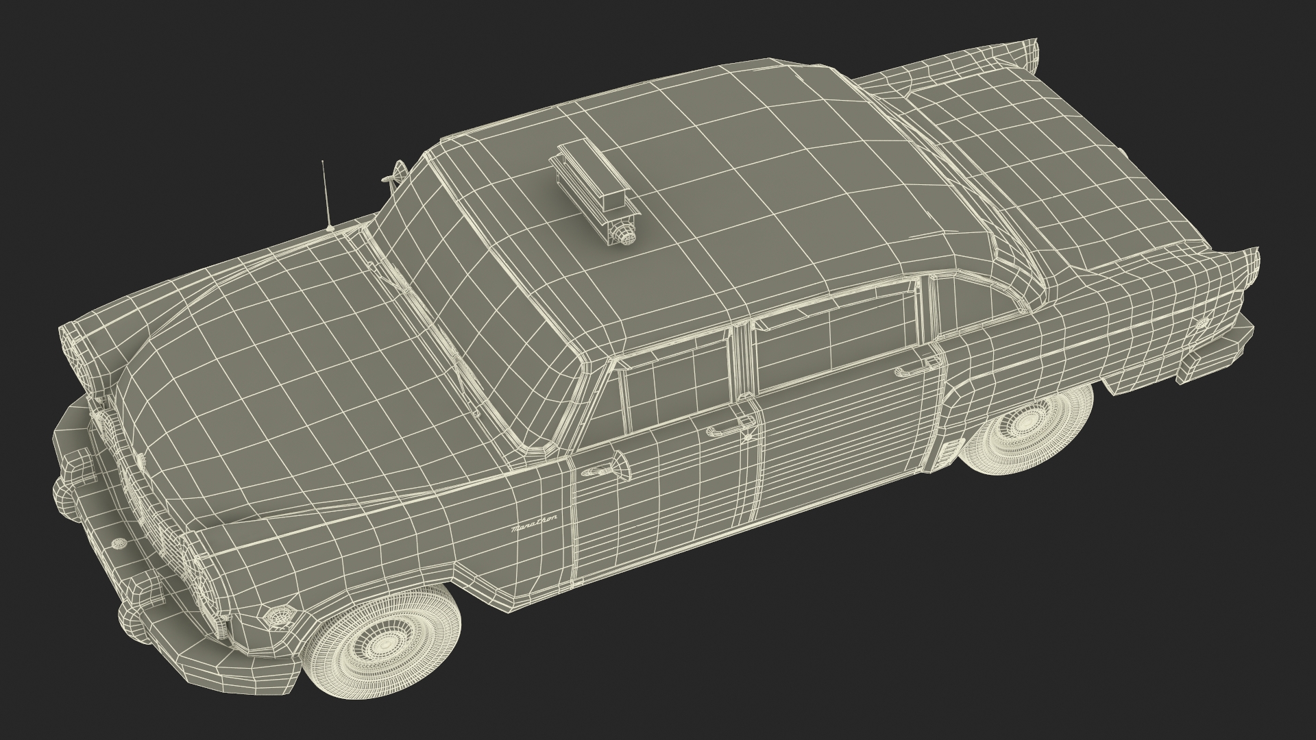 3D model Vintage Checker Taxi Cab Simple Interior